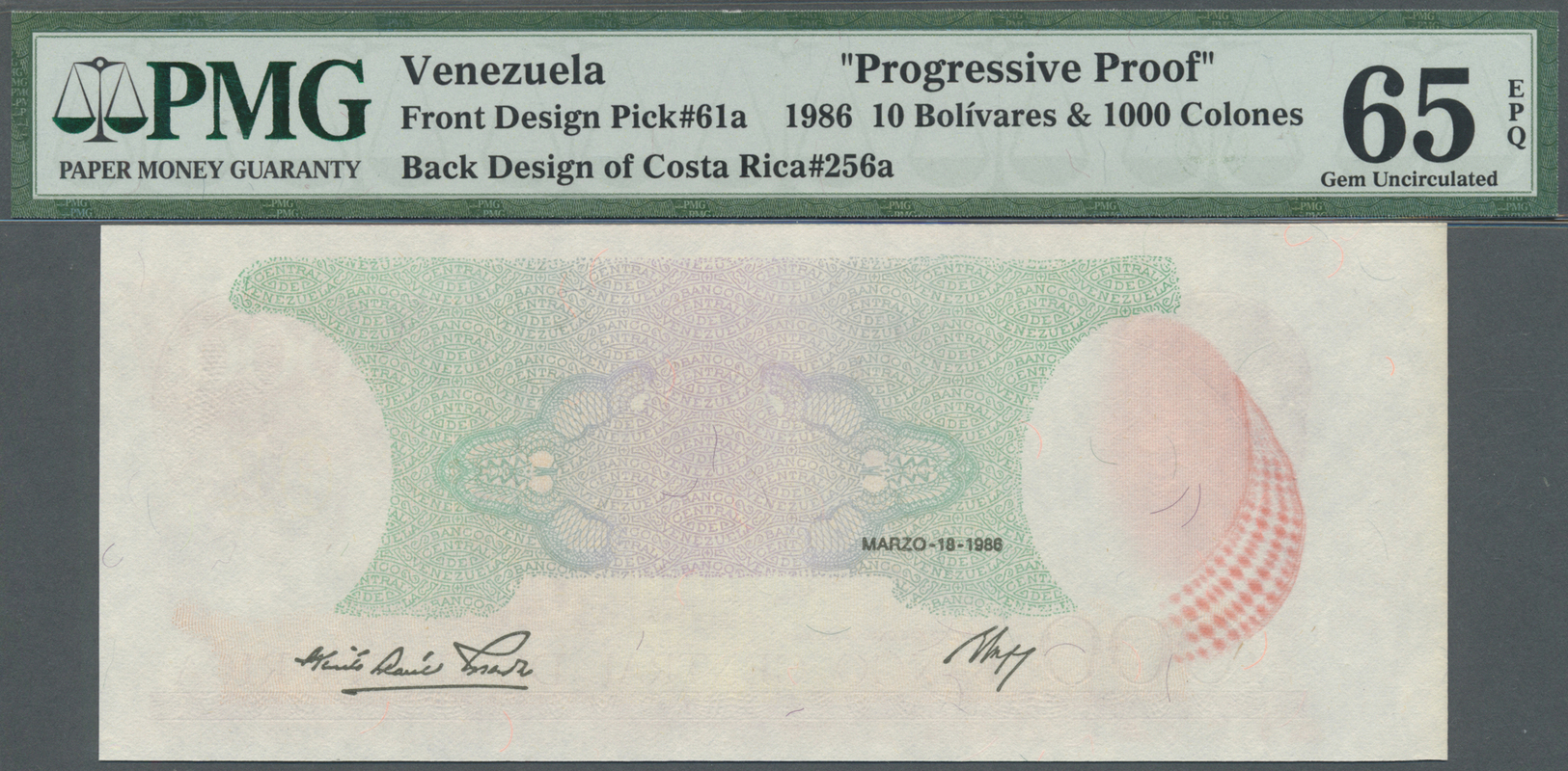 03488 Venezuela: Very Interesting And Probably Unique Progressive Proof Print With An Unfinished Front Design Of The 10 - Venezuela