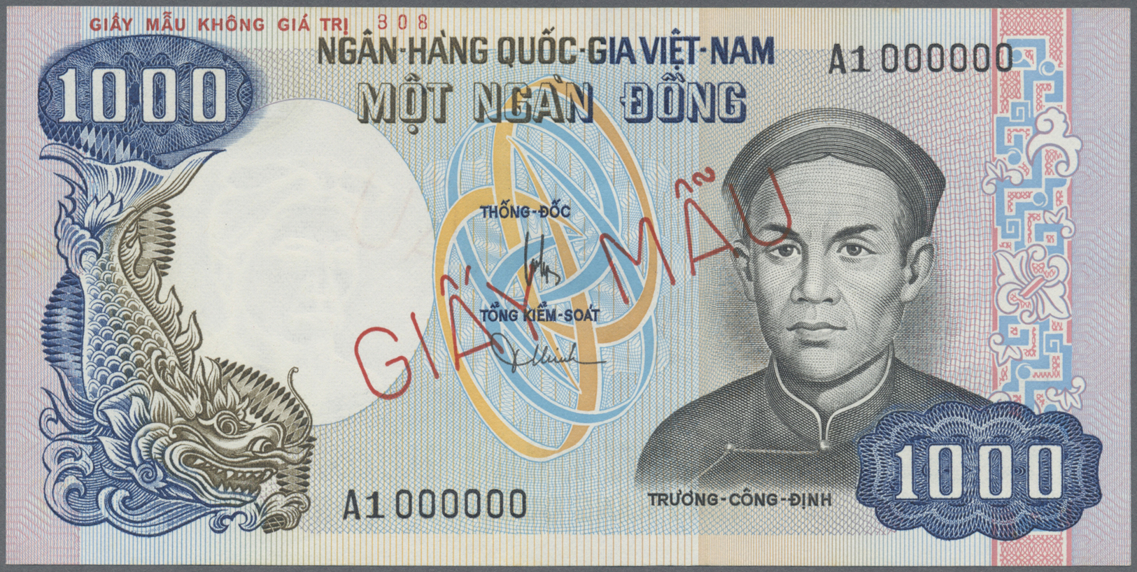 03495 Vietnam: 1000 Dong ND Specimen P. 34s, Zero Serial Numbers And Specimen Numbering, In Condition: UNC. - Viêt-Nam