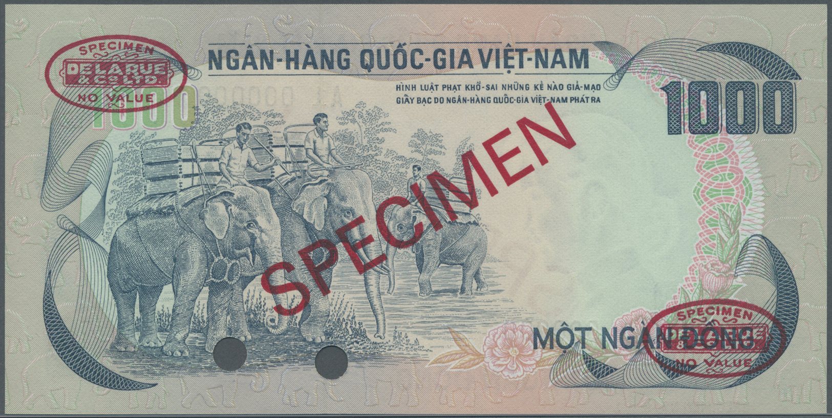 03496 Vietnam: 1000 Dong 1972 Specimen P. 34s In Condition: UNC. - Viêt-Nam