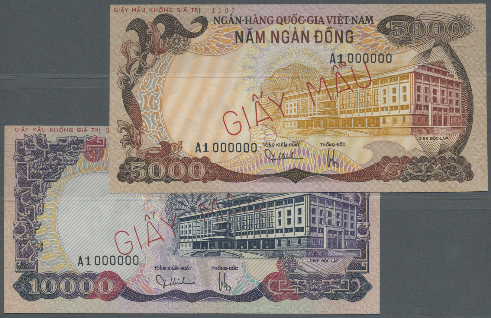 03498 Vietnam: Set Of 2 Notes Containing 5000 And 10.000 Dong ND Speicmen P. 35s, 36s, Both In Condition: UNC. (2 Pcs) - Viêt-Nam