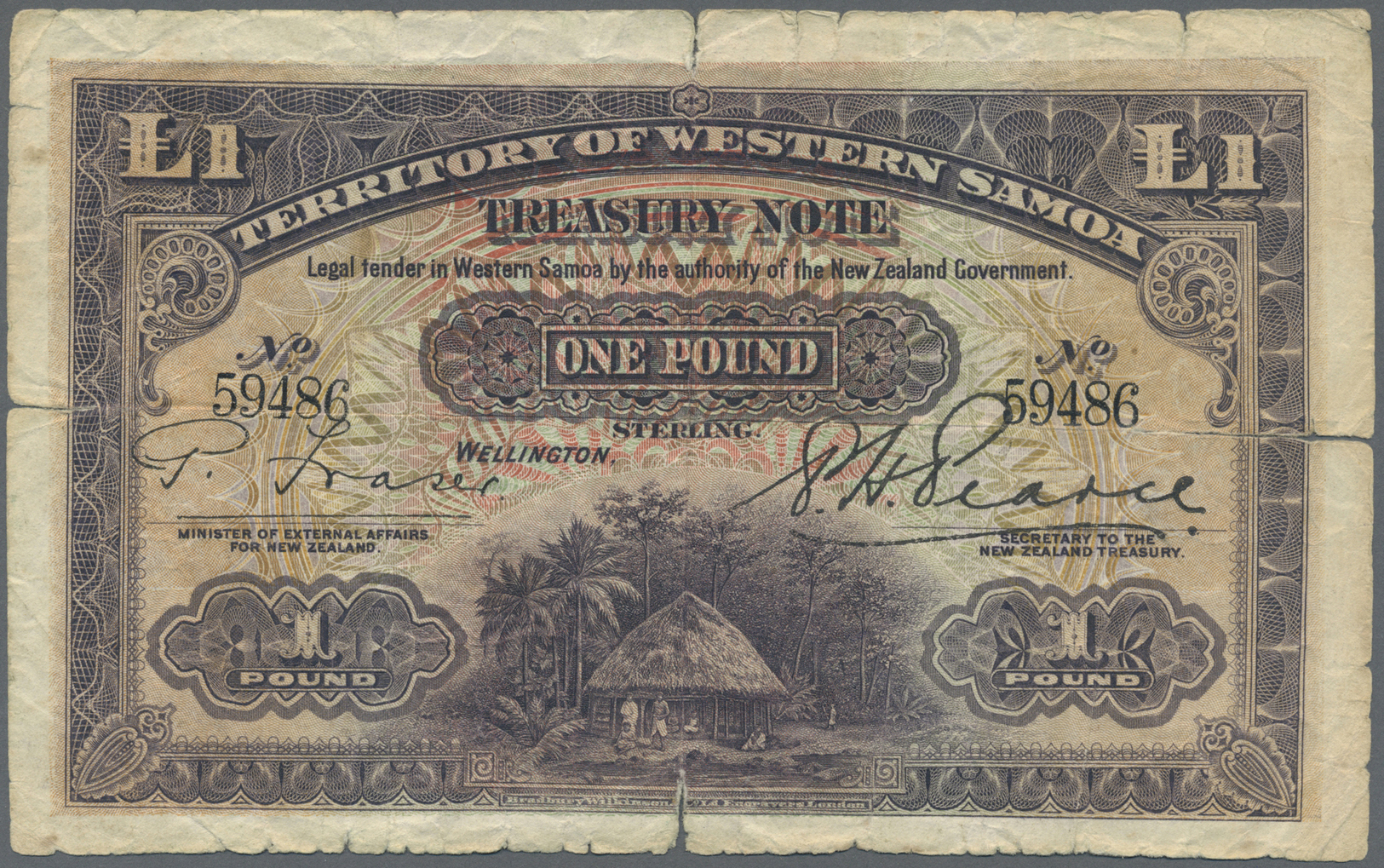 03504 Western Samoa / West-Samoa: 1 Pound Without Date Stamp, P. 8, Seldom Seen Note Is Stronger Used Condition With Sev - Samoa