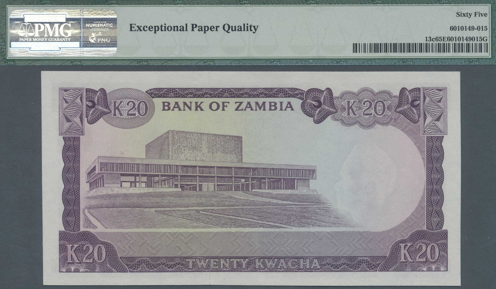 03525 Zambia / Sambia: 20 Kwacha ND(1969) P. 13c, PMG Graded 65 Gem UNC EPQ. - Zambie