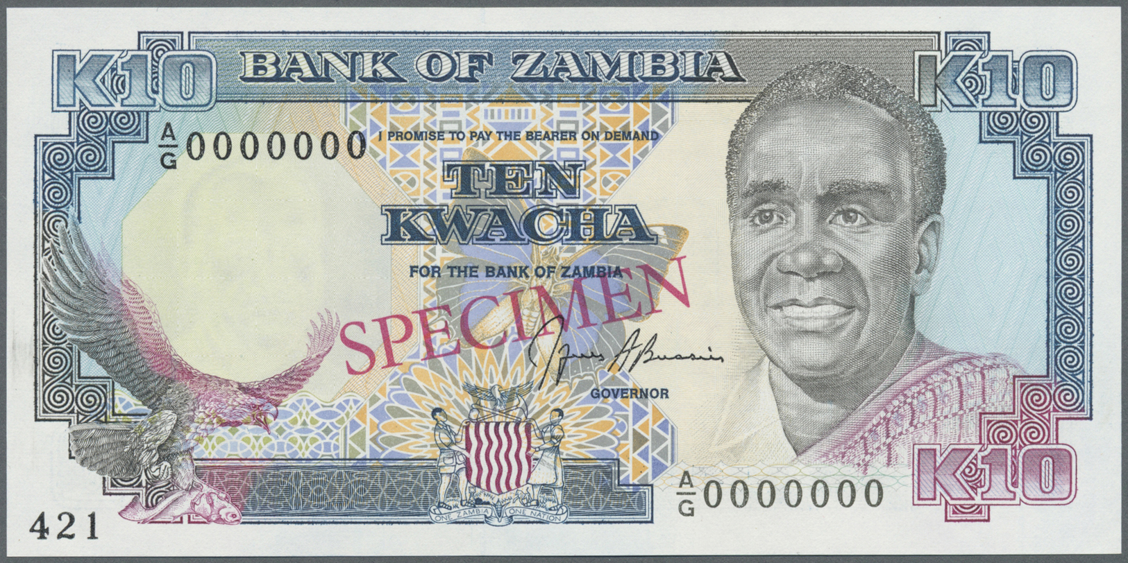 03527 Zambia / Sambia: 10 Kwacha ND Specimen P. 31s In Condition: UNC. - Zambie