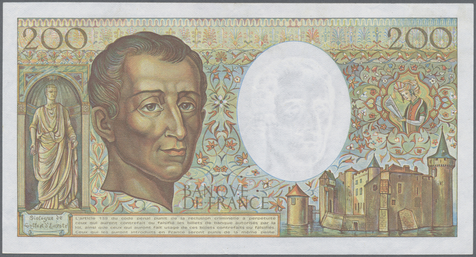 03548 France / Frankreich: 200 Francs 1981 P. 155a, Portrait Montesquieu, Crisp Original Condition Without Pinholes: UNC - Autres & Non Classés