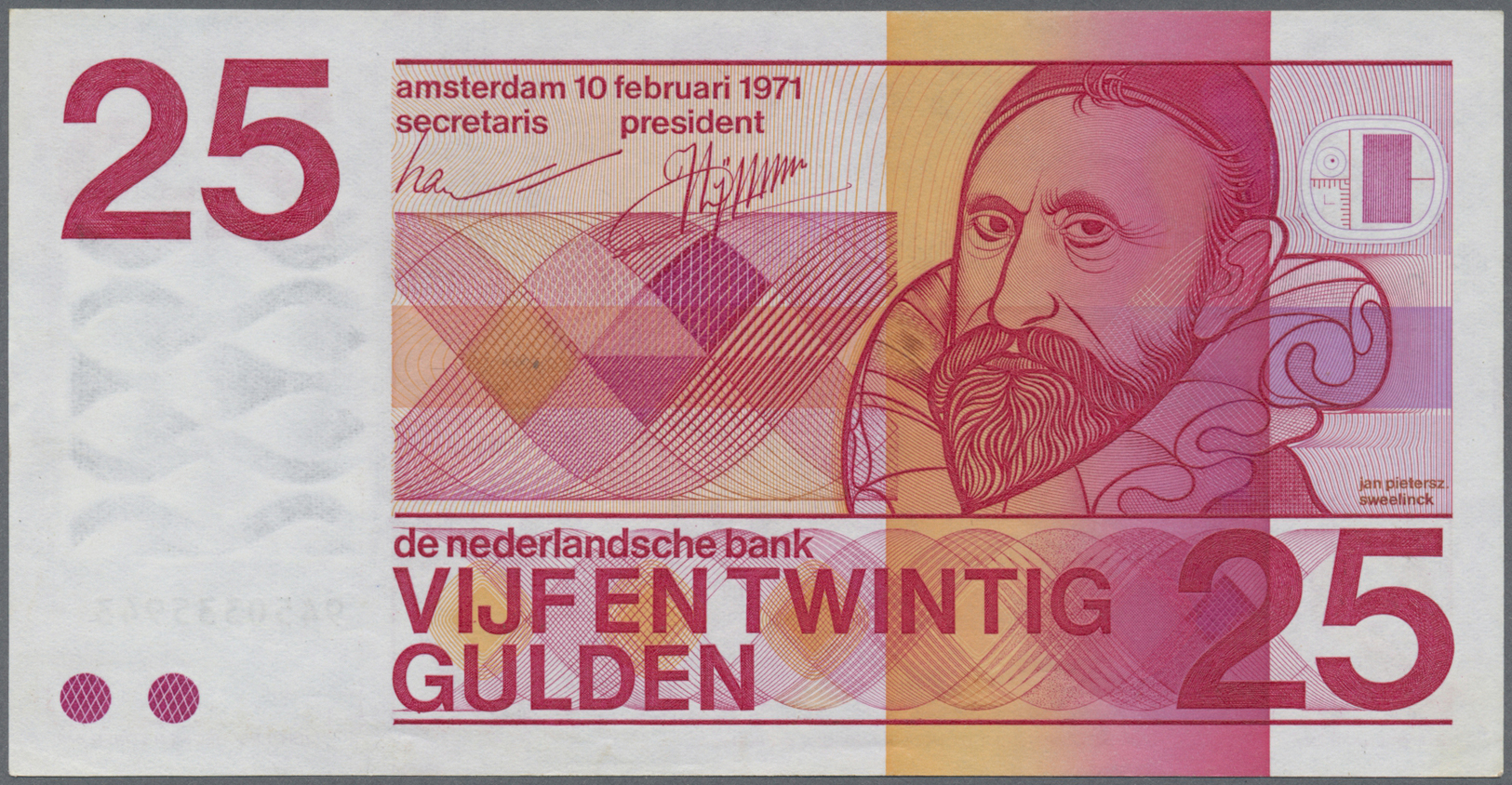 03558 Netherlands / Niederlande: Set Of 3 Banknotes 5 To 25 Fulden 1968/73 P. 91, 92, 95, All In Condition: UNC. (3 Pcs) - Autres & Non Classés