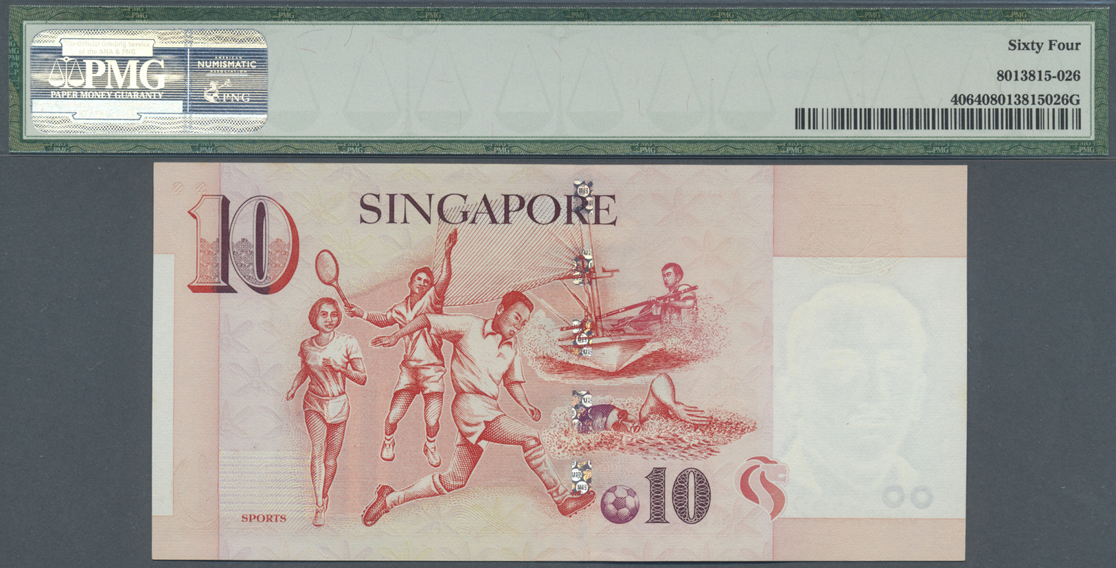 03566 Singapore / Singapur: large and rare set of 10 pcs 10 Dollars ND(1999) P. 40, all with special numbers and all PMG