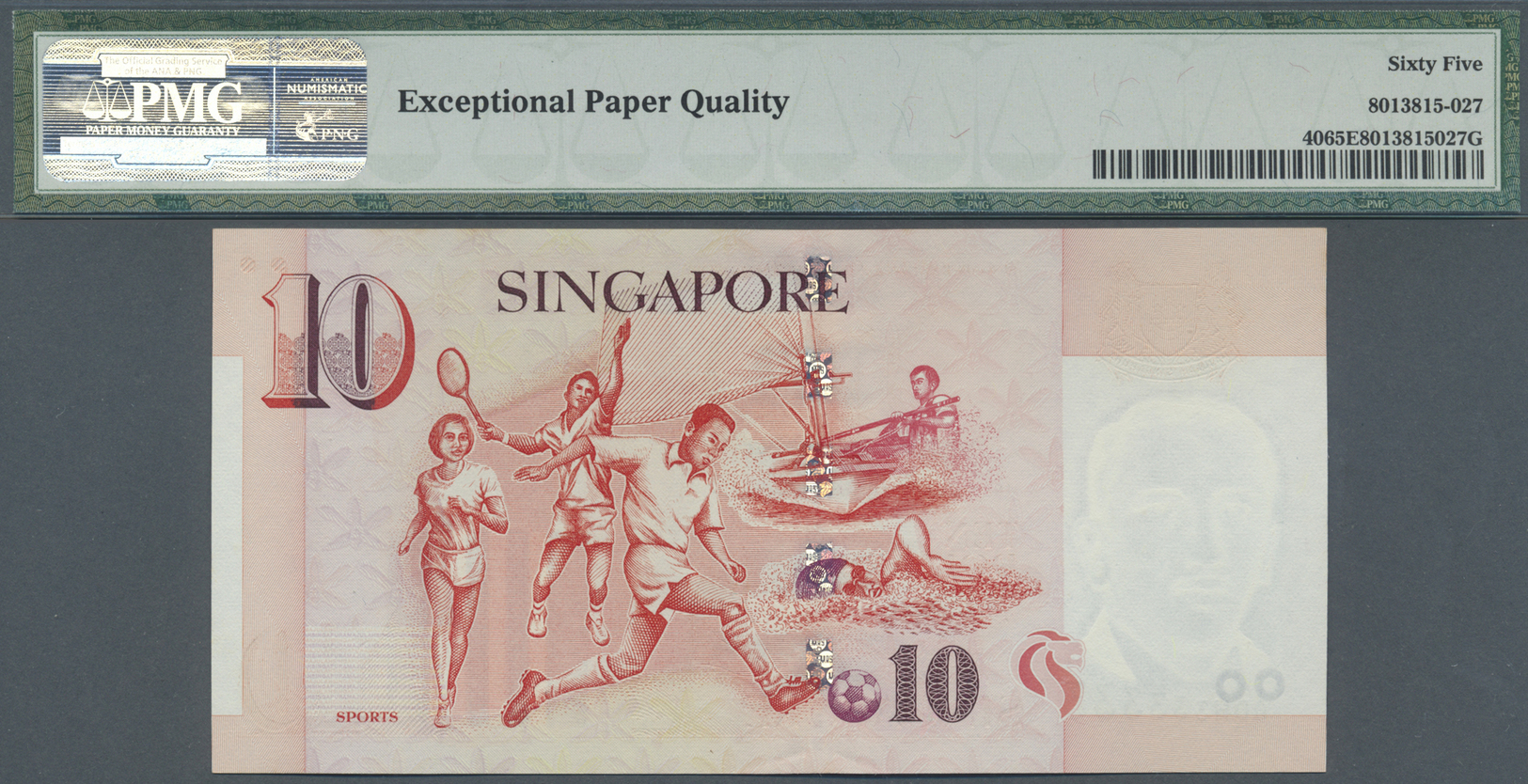 03566 Singapore / Singapur: large and rare set of 10 pcs 10 Dollars ND(1999) P. 40, all with special numbers and all PMG