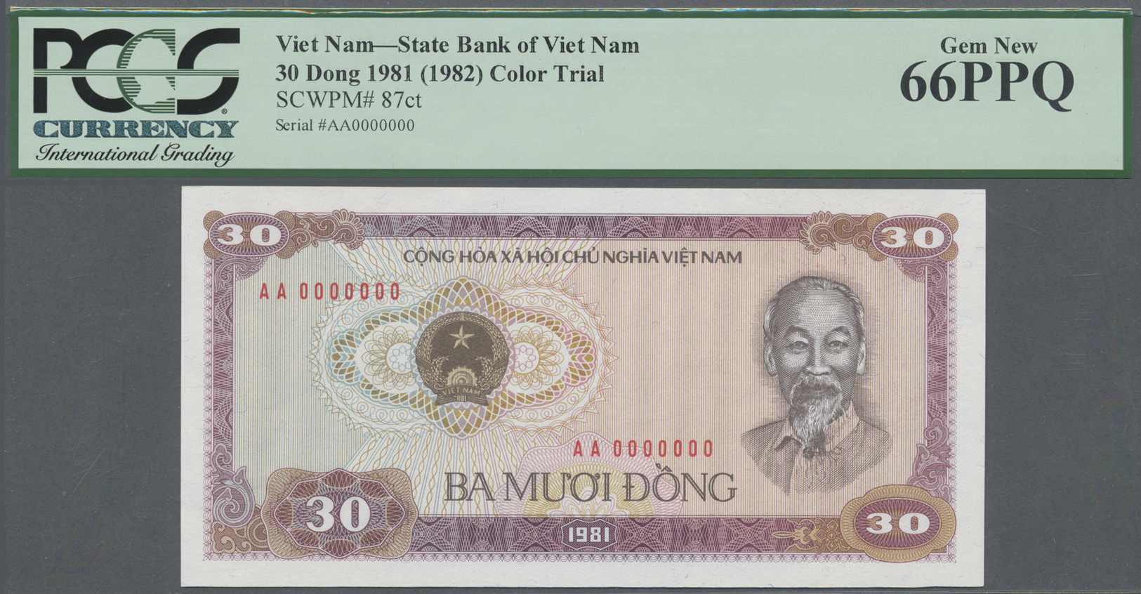 03570 Vietnam: Set Of 10 Color Trial Notes With Zero Serial Numbers, All PCGS Graded, Containing 3x 10 Dong 1976 P. 82ct - Viêt-Nam