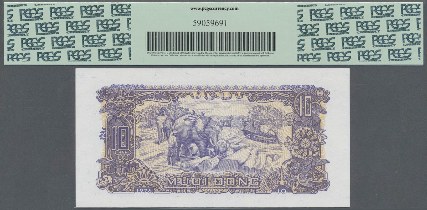 03570 Vietnam: set of 10 Color Trial notes with zero serial numbers, all PCGS graded, containing 3x 10 Dong 1976 P. 82ct