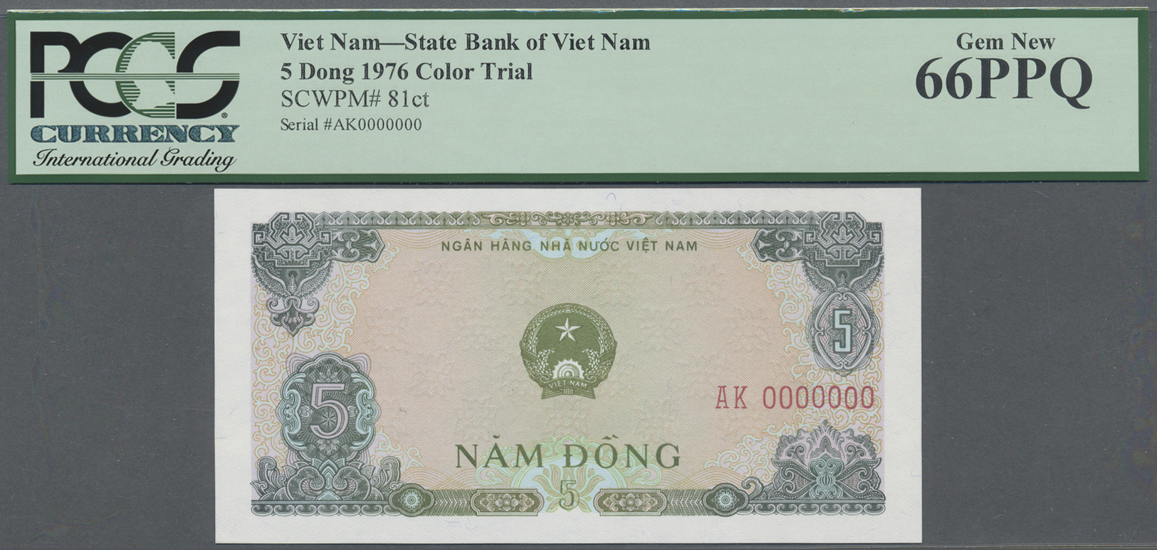 03570 Vietnam: set of 10 Color Trial notes with zero serial numbers, all PCGS graded, containing 3x 10 Dong 1976 P. 82ct