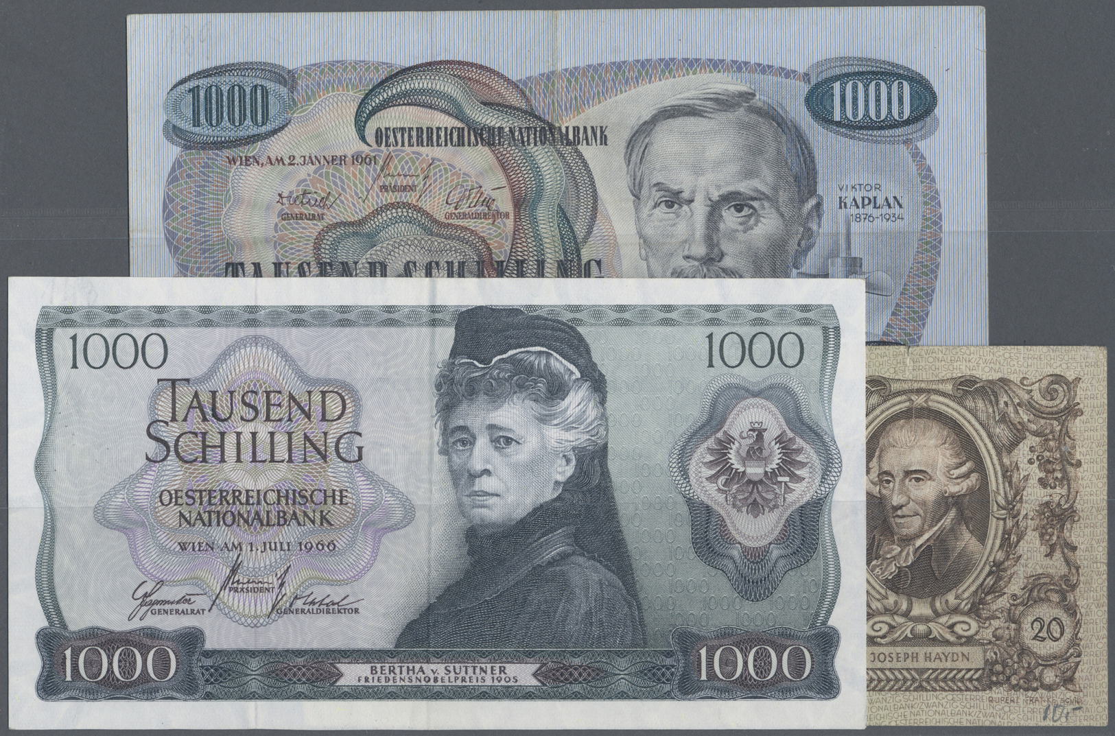 03607 Austria / Österreich: Lot With 17 Banknotes 1940's Till 1960's, Comprising For Example 20 Schilling 1950, 1000 Sch - Autriche