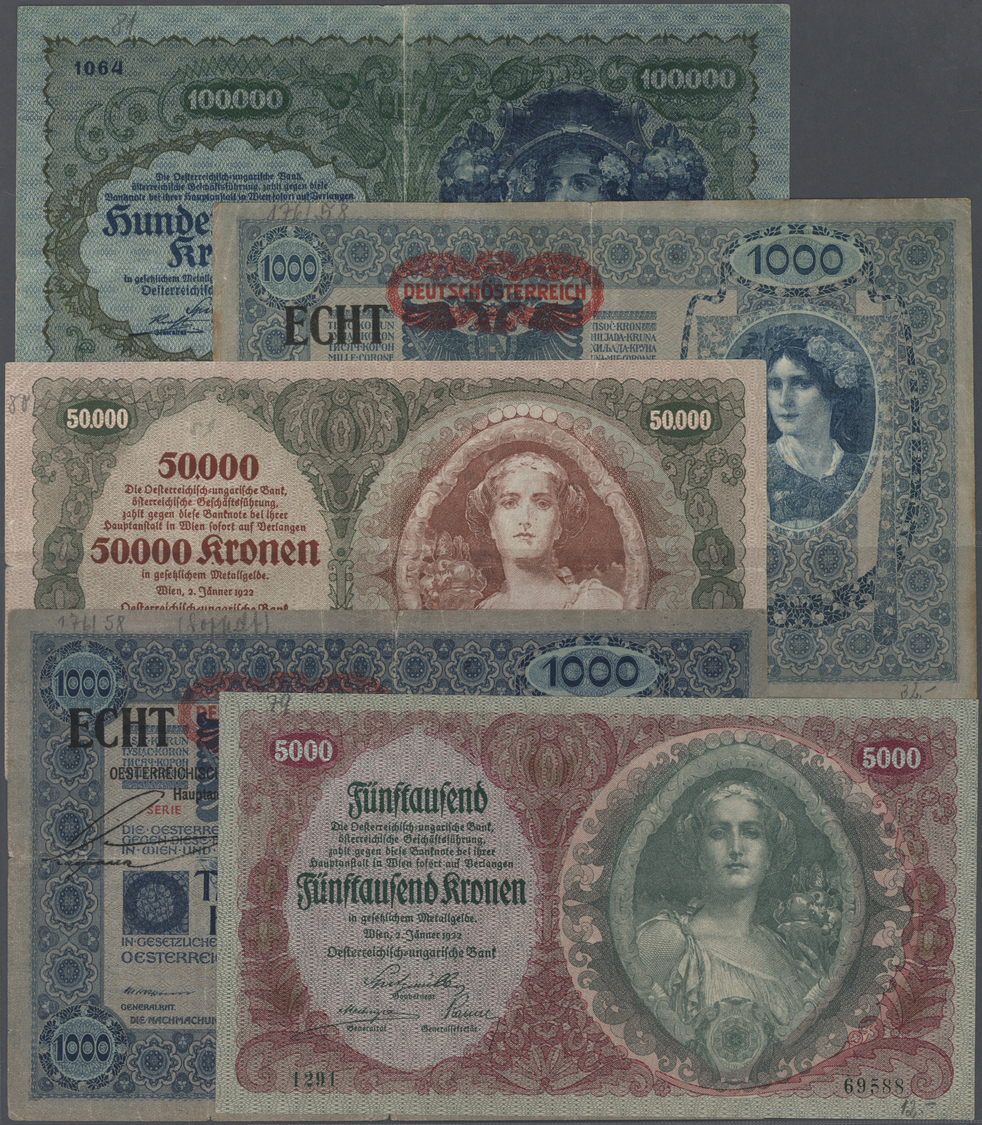 03612 Austria / Österreich: Lot With 45 Banknotes 1902 Till 1920's Comprising For Example 100.000, 50.000 And 5000 Krone - Autriche