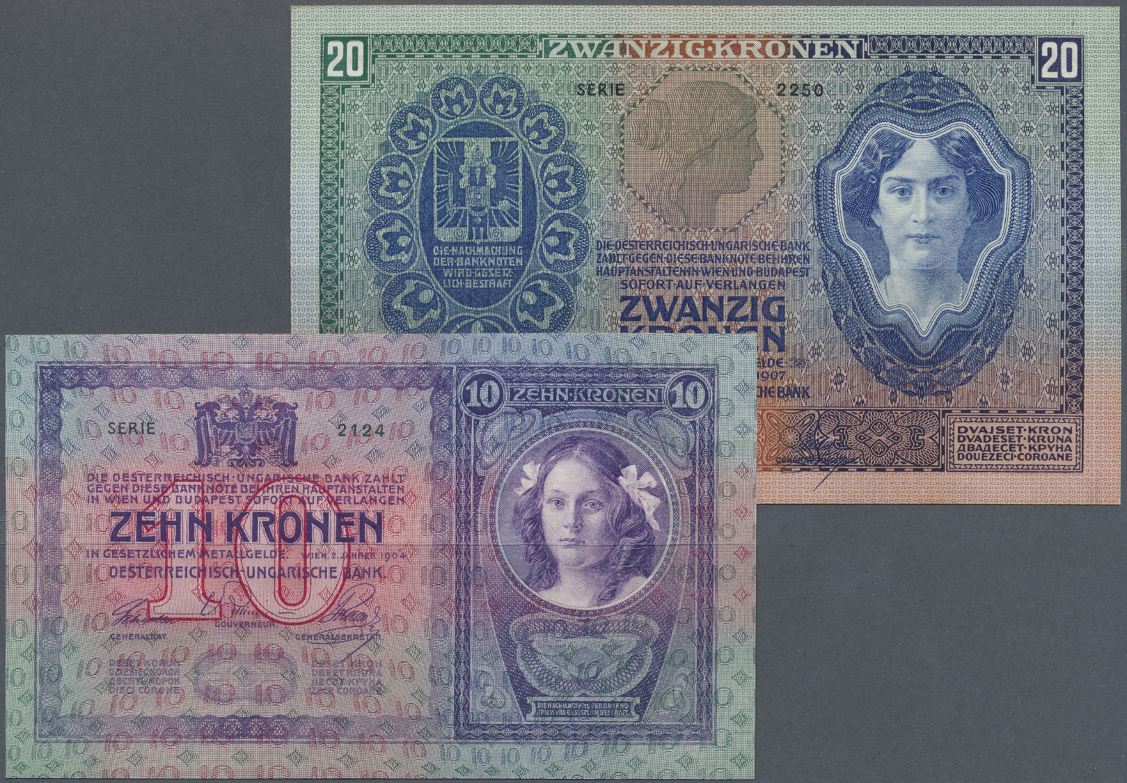 03614 Austria / Österreich: Small Set With 14 Banknotes Oesterreichisch-ungarische Bank / Osztrak-magyar Bank Comprising - Autriche
