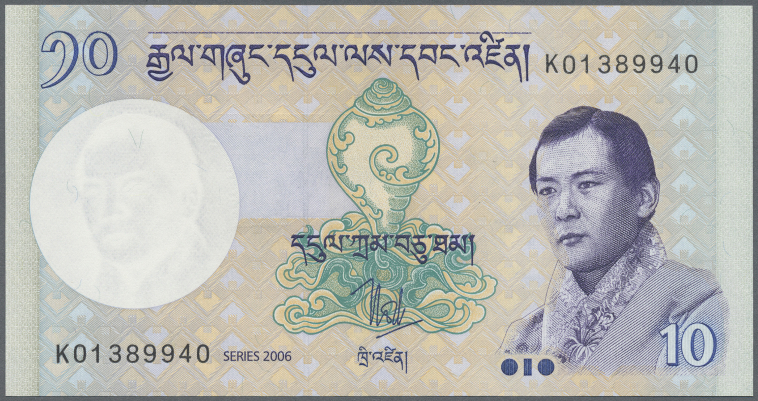 03620 Bhutan: 1985/2006 (ca.), Ex Pick 12-29, Quantity Lot With 344 Banknotes In Good To Mixed Quality, Sorted And Class - Bhoutan