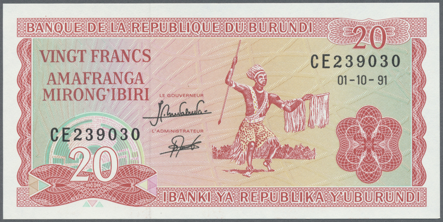 03634 Burundi: 1975/2007 (ca.), Ex Pick 27-36, Quantity Lot With 733 Banknotes In Good To Mixed Quality, Sorted And Clas - Burundi