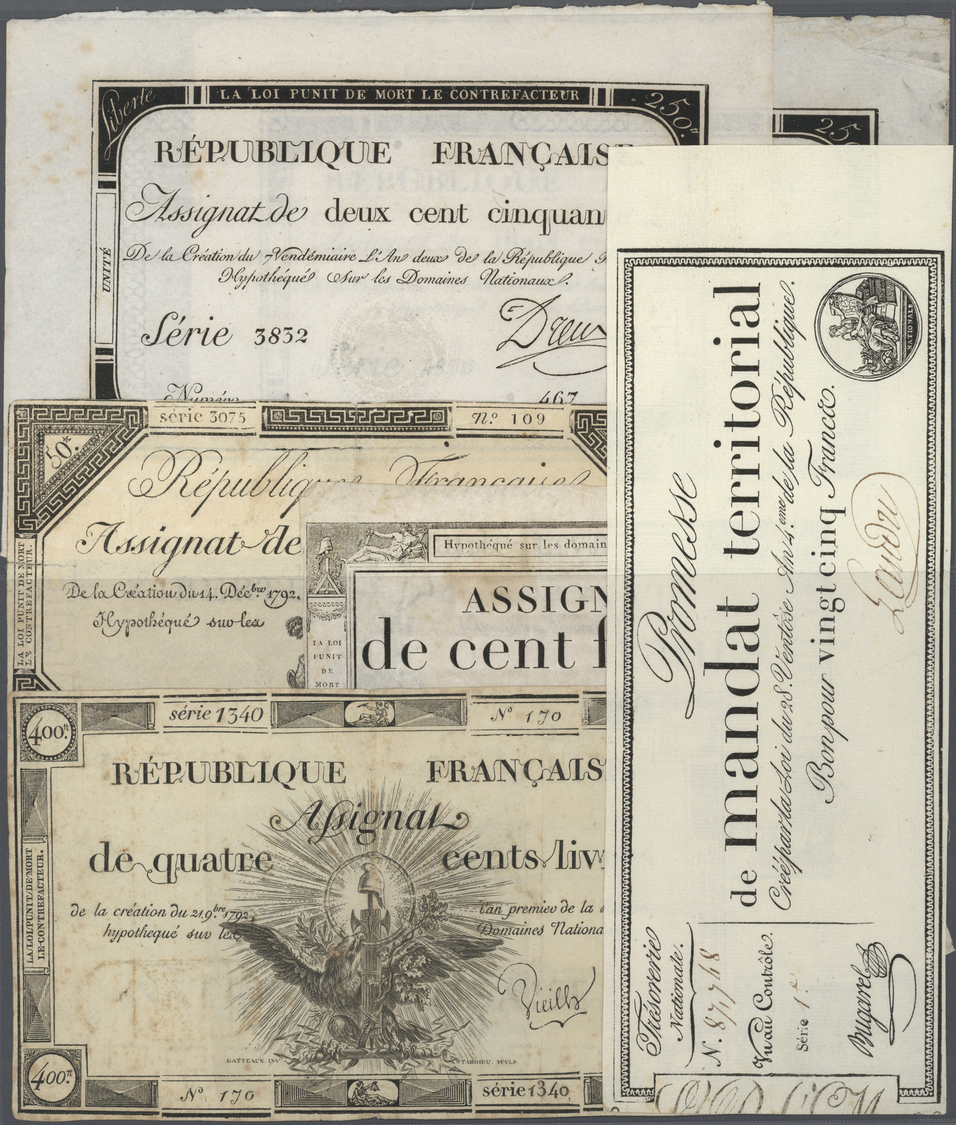 03655 France / Frankreich: Very Interesting And Rare Set With 23 French Assignates Comprising For Example 2 X 250 Livres - Autres & Non Classés