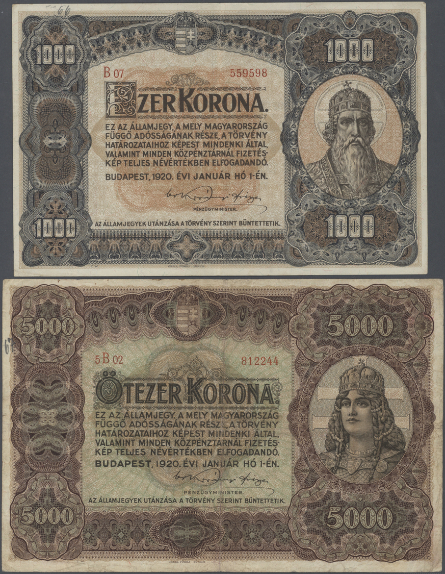 03670 Hungary / Ungarn: Set With 13 Banknotes Series 1920's From 20 Filler Up To 25.000 Korona, Including For Example  1 - Hongrie