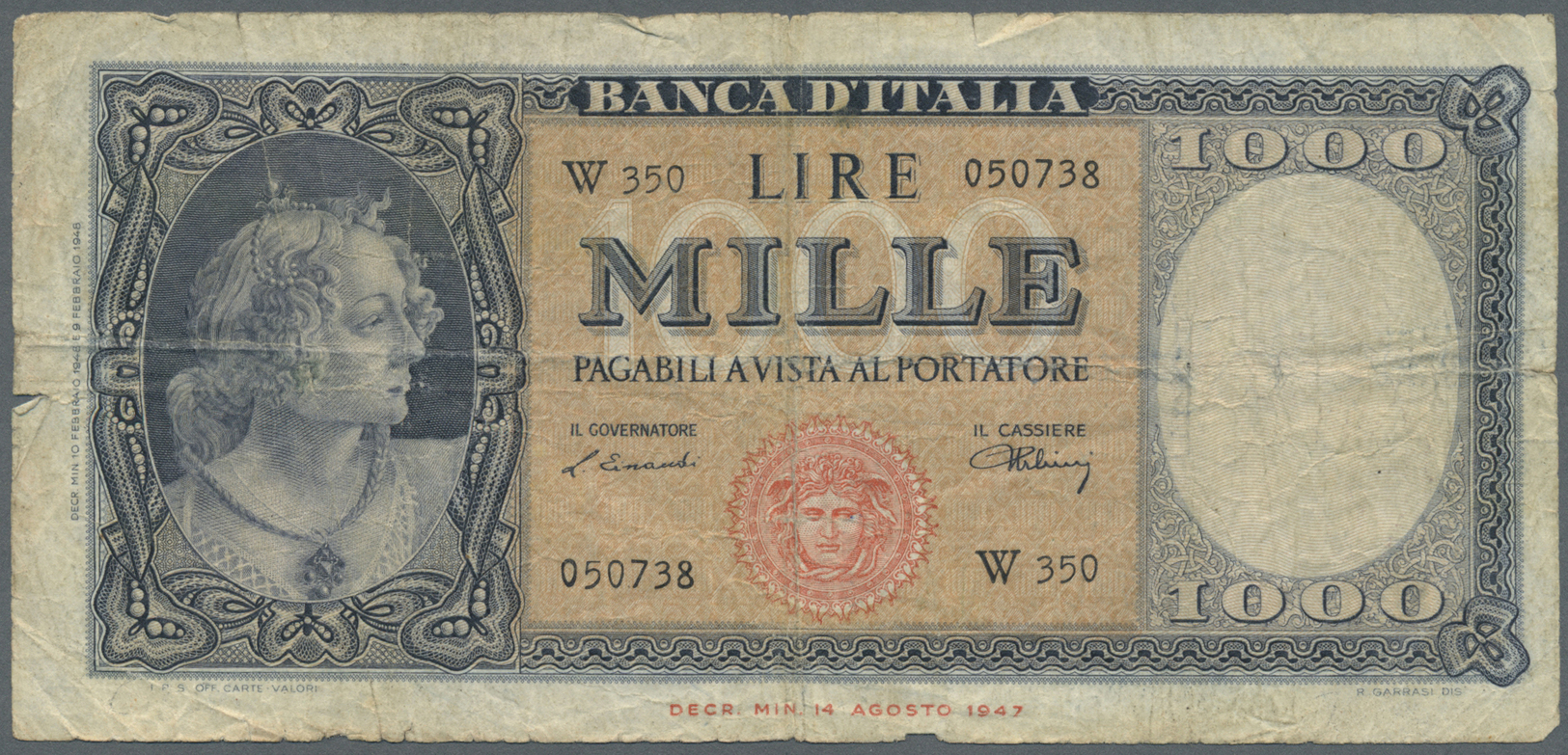 03682 Italy / Italien: Set Of 12 Notes, All REPLACEMENT Notes, Containing 1000 Lire 1948 Letter "W" P. 88ar (VG), 100 Li - Autres & Non Classés