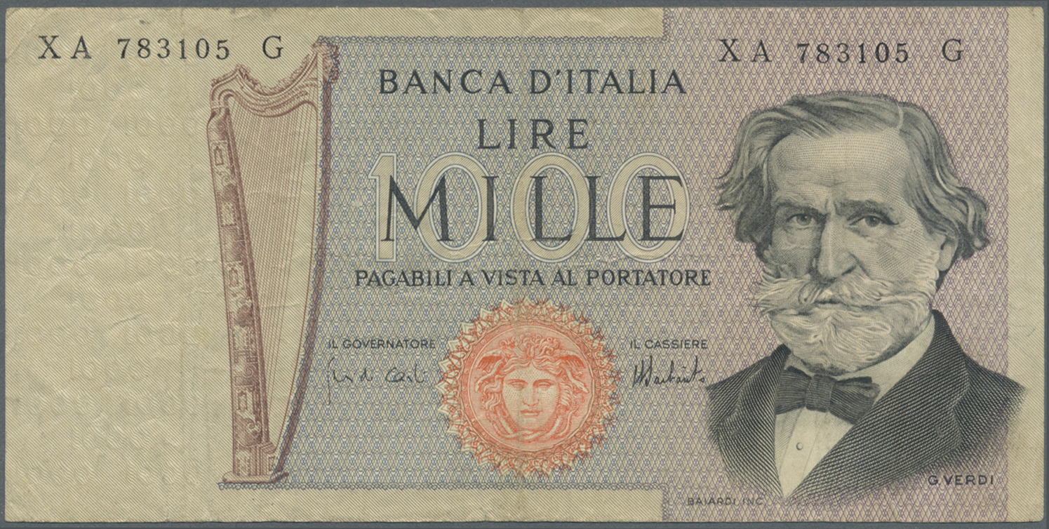 03682 Italy / Italien: Set of 12 notes, all REPLACEMENT notes, containing 1000 Lire 1948 letter "W" P. 88ar (VG), 100 Li