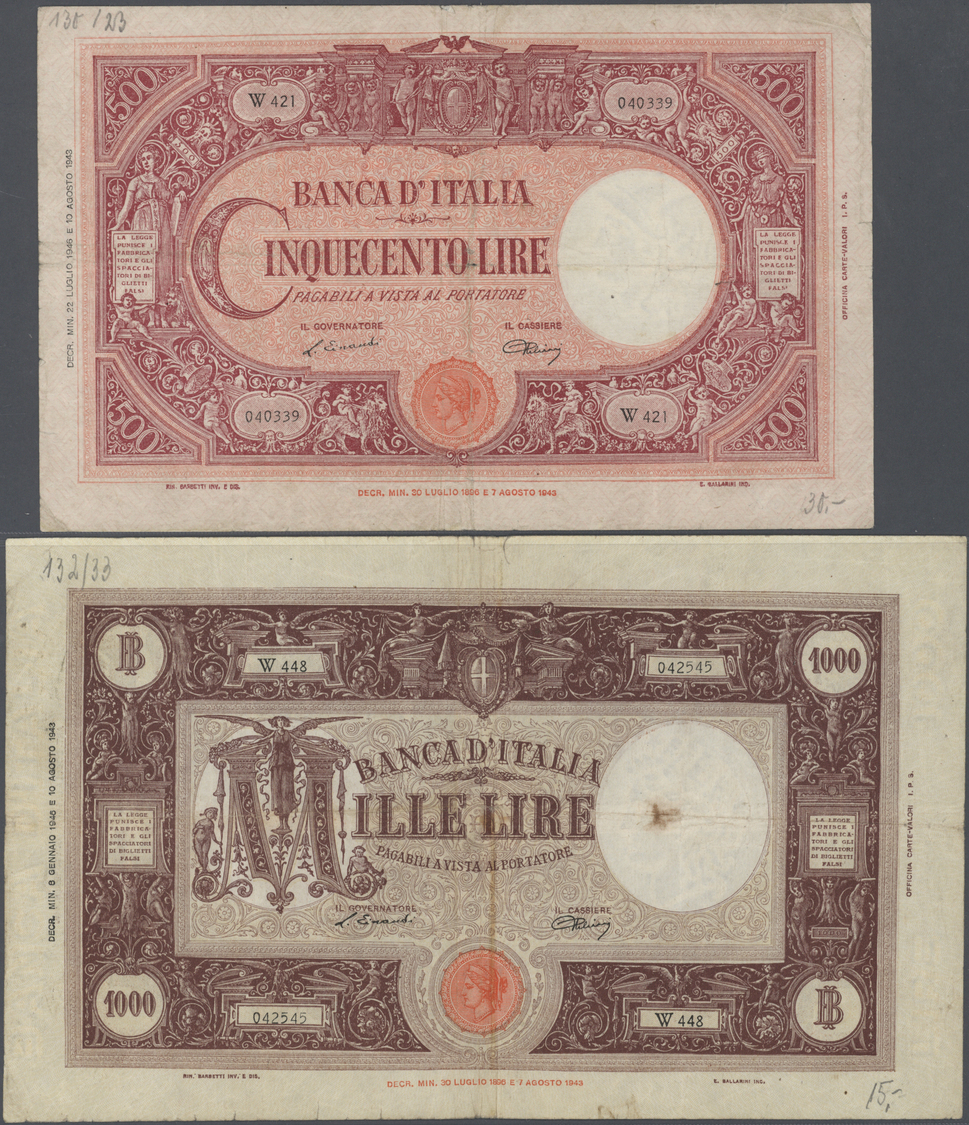 03685 Italy / Italien: Huge Set With 60 Banknotes Italy With A Lot Of Notes From All Periods For Example 10 Lire Bigliet - Autres & Non Classés