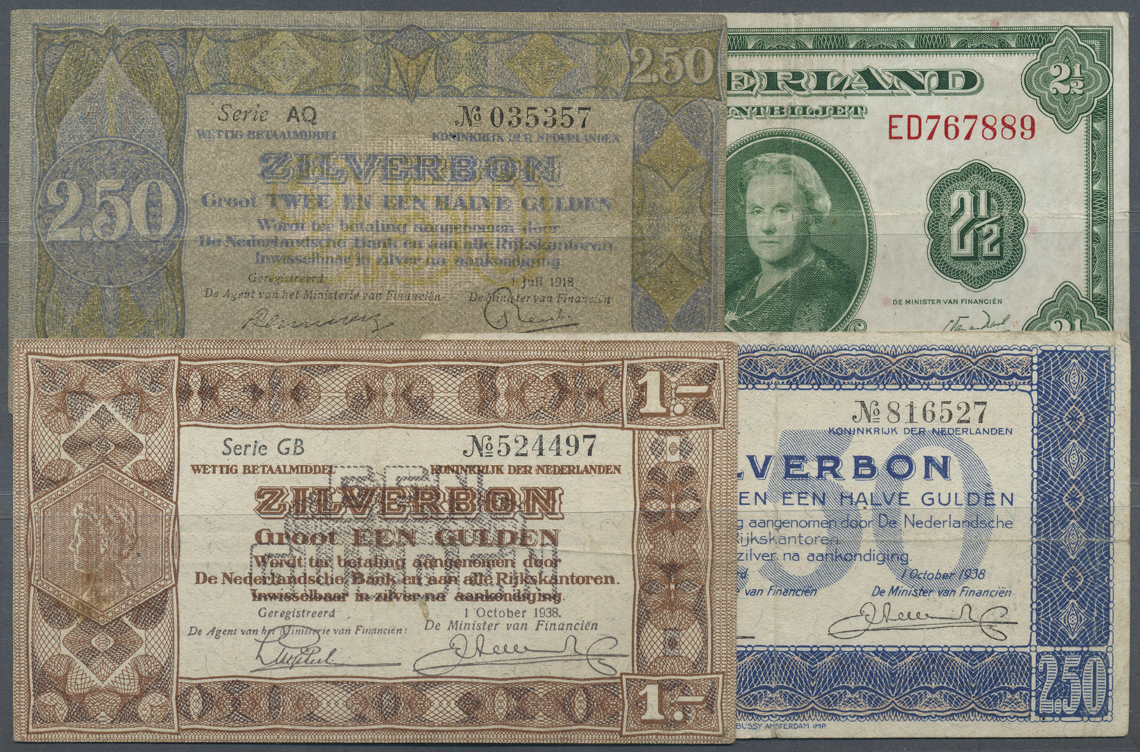 03701 Netherlands / Niederlande: Set With 24 Banknotes Containing 2,5 Gulden Zilverbon 1918, 20 X 1 Gulden Zilverbon 193 - Autres & Non Classés