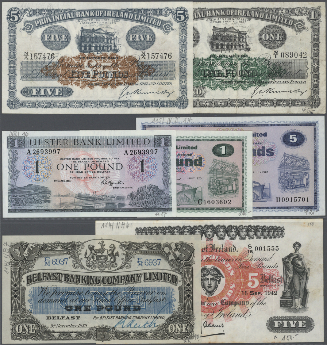 03704 Northern Ireland / Nordirland: Very Nice Set With 7 Banknotes Comprising 1 Pound Ulster Bank Limited 1973 P.325a, - Autres & Non Classés