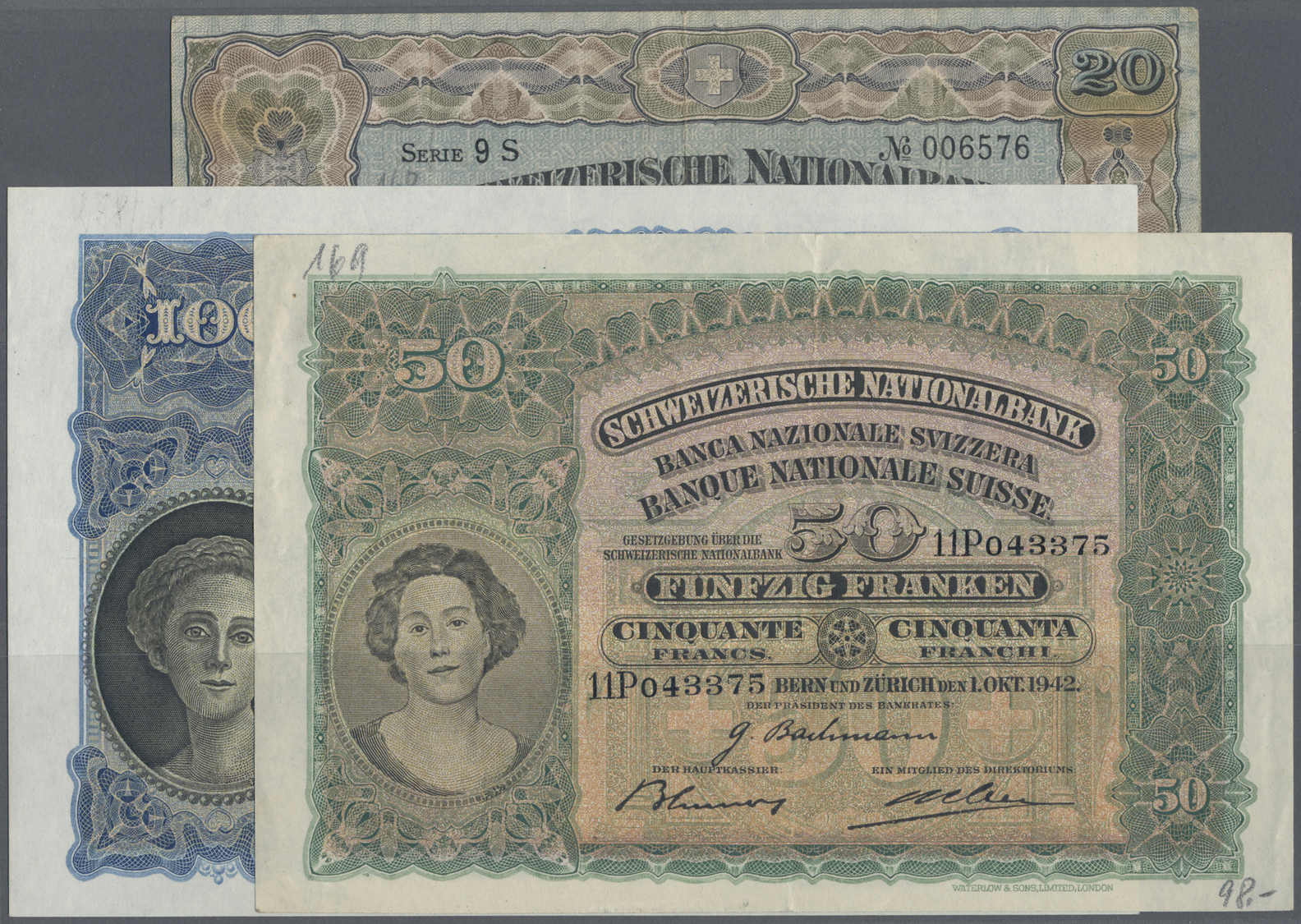 03734 Switzerland / Schweiz: Set With 17 Banknotes Switzerland 1920's Till 1960's Comprising For Example 20 Franken 1927 - Suisse