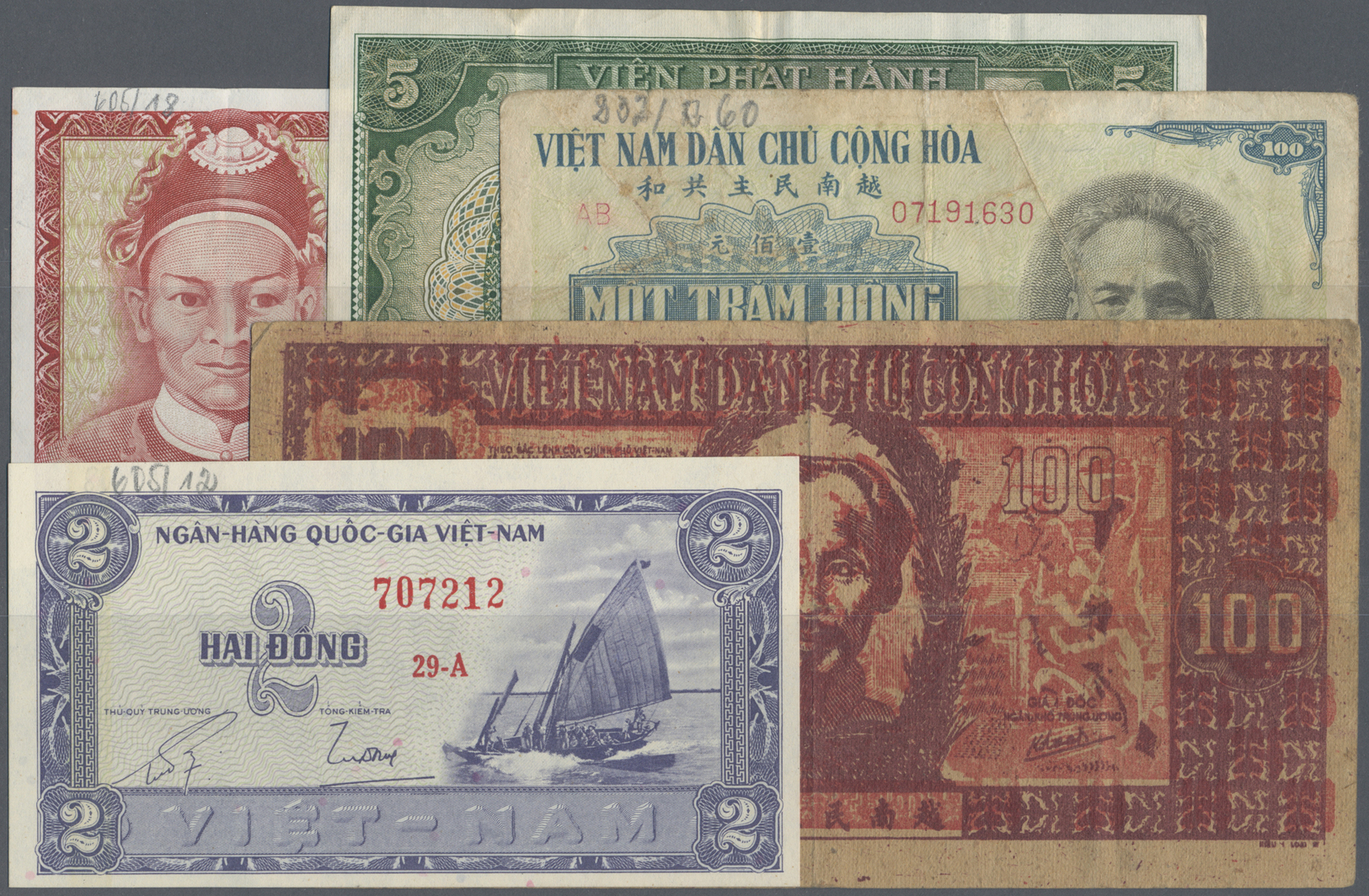 03759 Vietnam: Huge Set With 30 Banknotes North- Sout Vietnam And Also Some Of The French Indochina Notes With Vietnames - Viêt-Nam