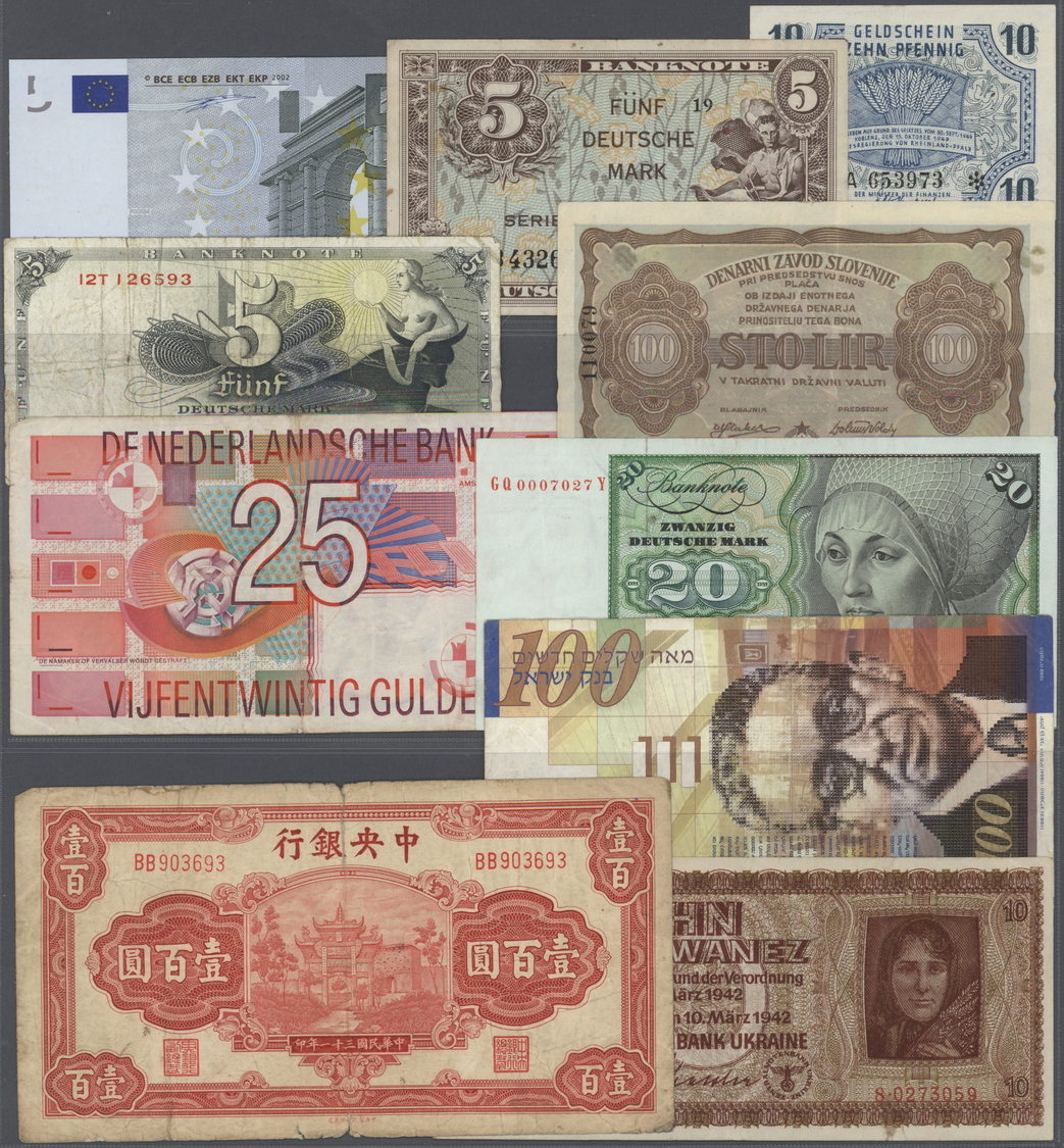 03777 Alle Welt: 3 Collectors Books With 657 Banknotes Germany And World With A Few Better Notes Like Netherlands 25 Gul - Other & Unclassified