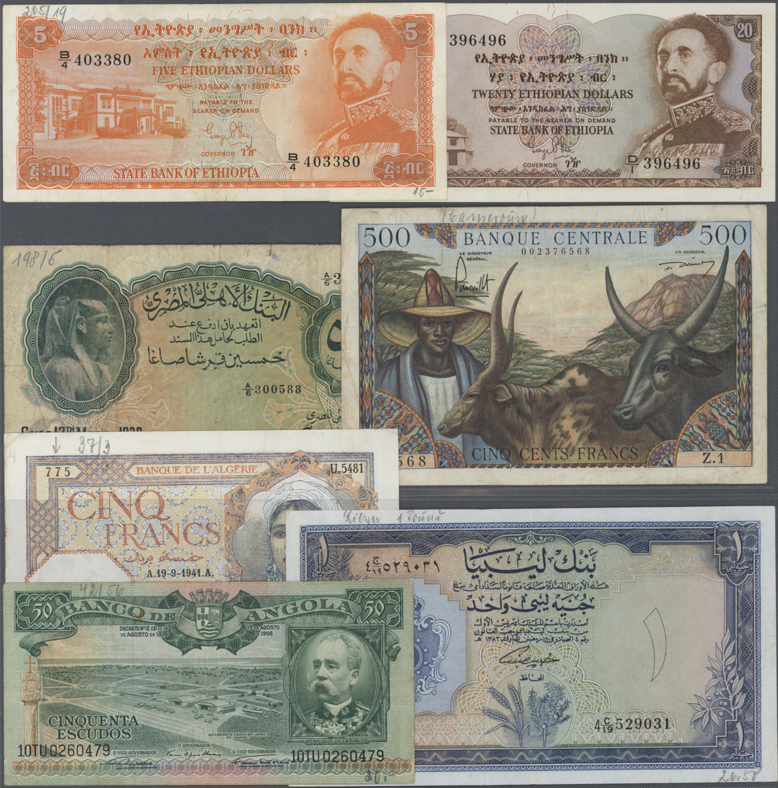 03781 Alle Welt: Collectors Book With 84 Banknotes Africa, Comprising For Example Algeria 5 Francs 1941 (P.77), Angola 5 - Autres & Non Classés