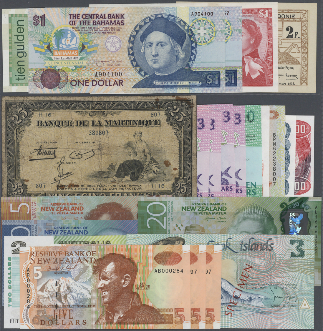 03783 Alle Welt: Set Of 23 Mostly Different Notes Mainly From Caribbean And Oceanic Territories, Containig The Following - Autres & Non Classés