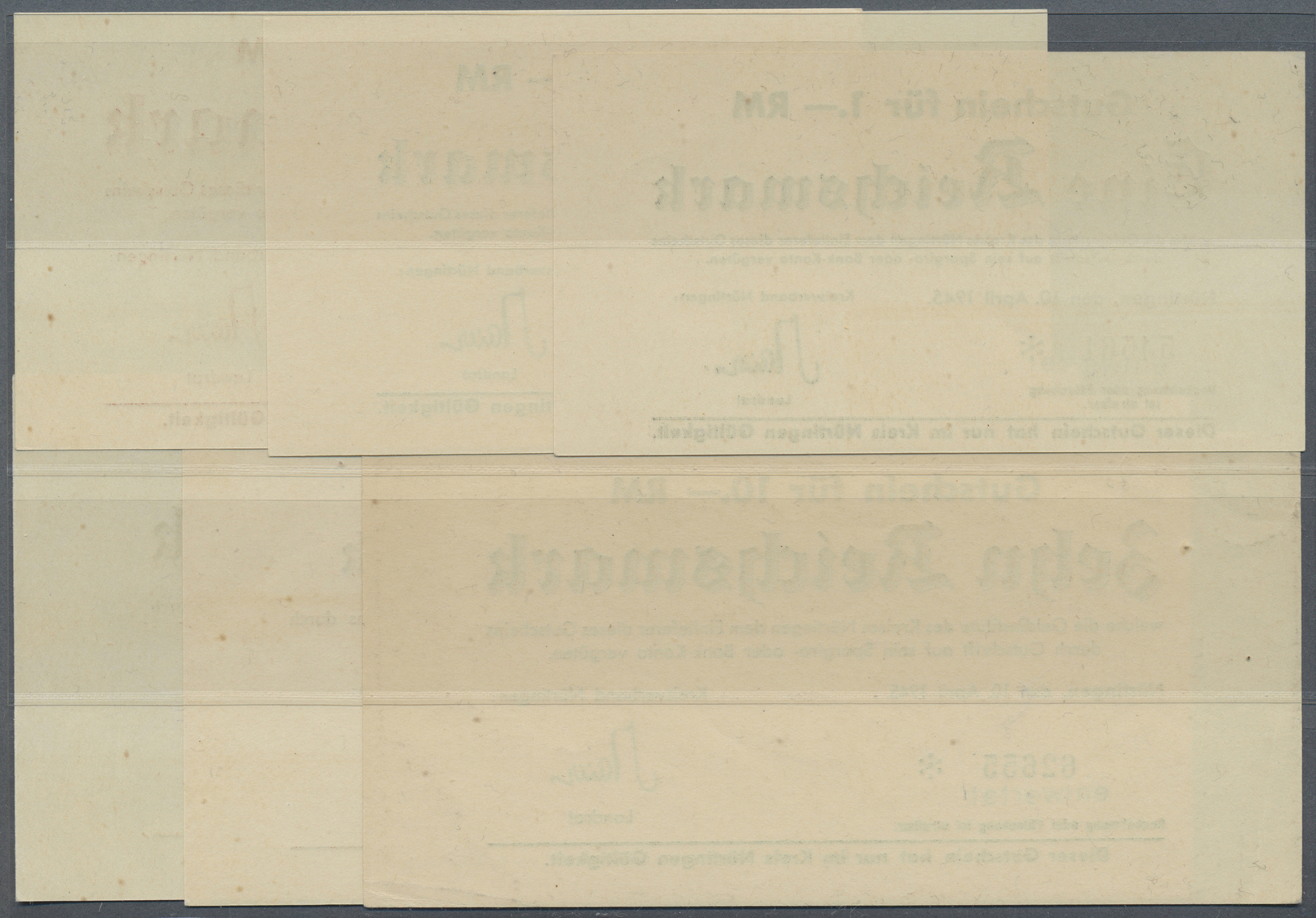 04015 Deutschland - Alliierte Miltärbehörde + Ausgaben 1945-1948: Nürtingen, Kreisverband, 1, 2, 5, 10, 20, 50 RM, 10.4. - Andere & Zonder Classificatie