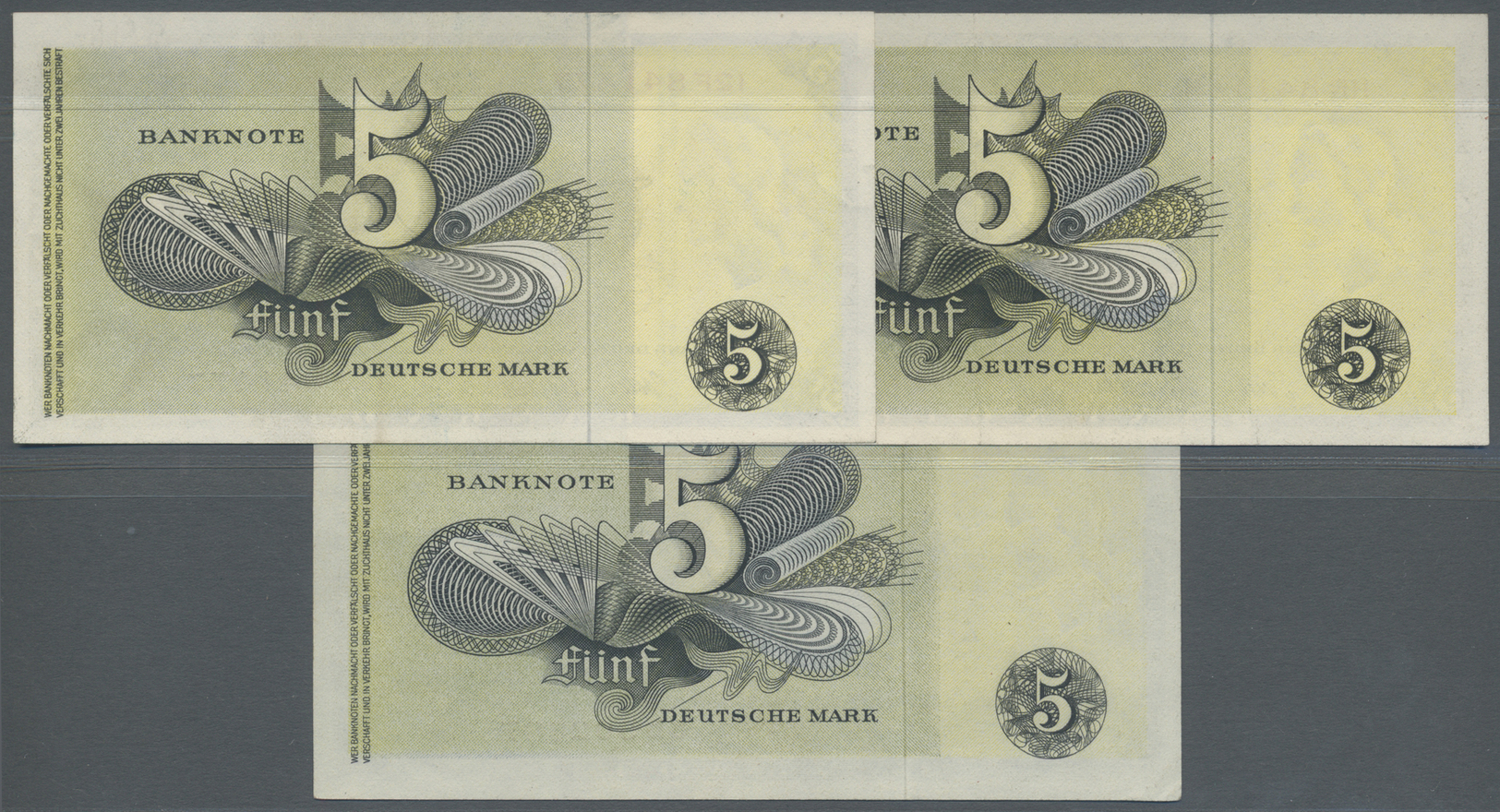 04029 Deutschland - Bank Deutscher Länder + Bundesrepublik Deutschland: Kleines Lot Mit 3 Noten Zu 5 DM 1948 Ro.252b,c I - Autres & Non Classés