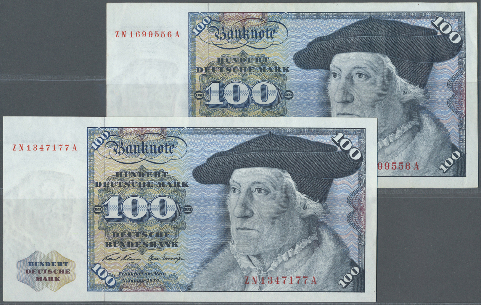 04034 Deutschland - Bank Deutscher Länder + Bundesrepublik Deutschland: 2 Banknoten 100 DM 1970, Beide Als Ersatznote Mi - Autres & Non Classés
