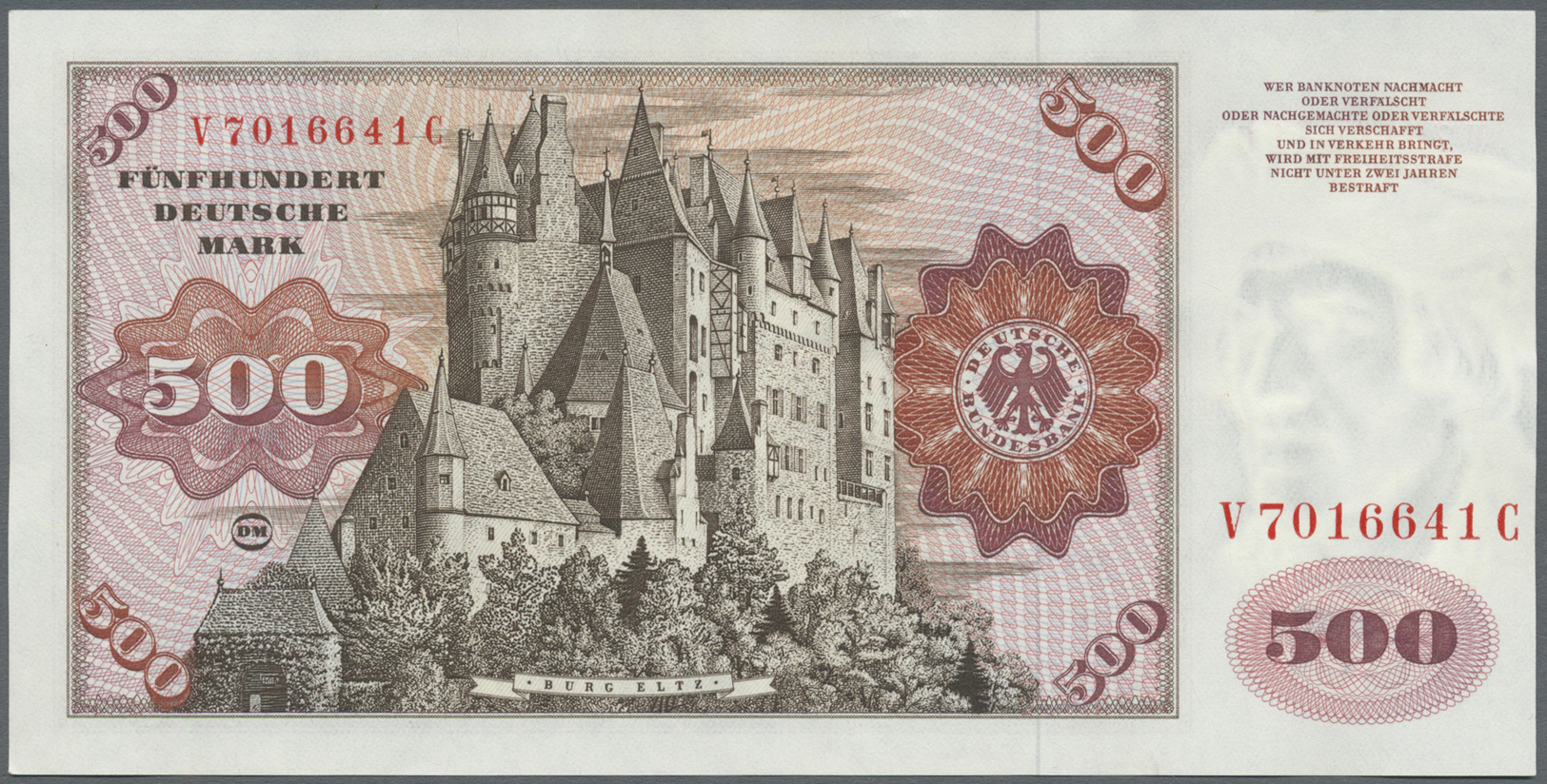 04038 Deutschland - Bank Deutscher Länder + Bundesrepublik Deutschland: 2 X 500 DM 1970, Ro.274a Mit Leichtem Senkrechte - Autres & Non Classés