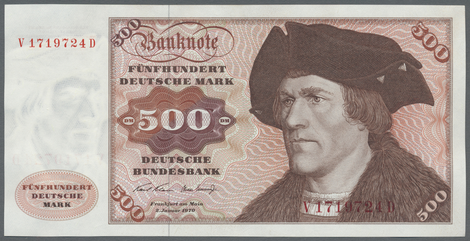 04038 Deutschland - Bank Deutscher Länder + Bundesrepublik Deutschland: 2 X 500 DM 1970, Ro.274a Mit Leichtem Senkrechte - Autres & Non Classés