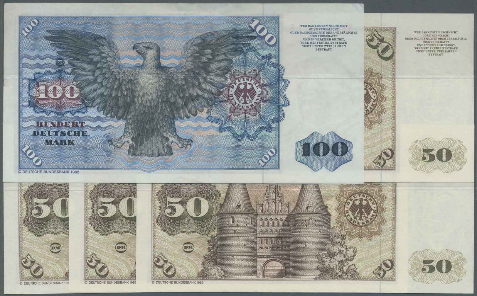 04042 Deutschland - Bank Deutscher Länder + Bundesrepublik Deutschland: Kleines Lot Mit 5 Banknoten, Dabei 4 X 50 DM 198 - Otros & Sin Clasificación