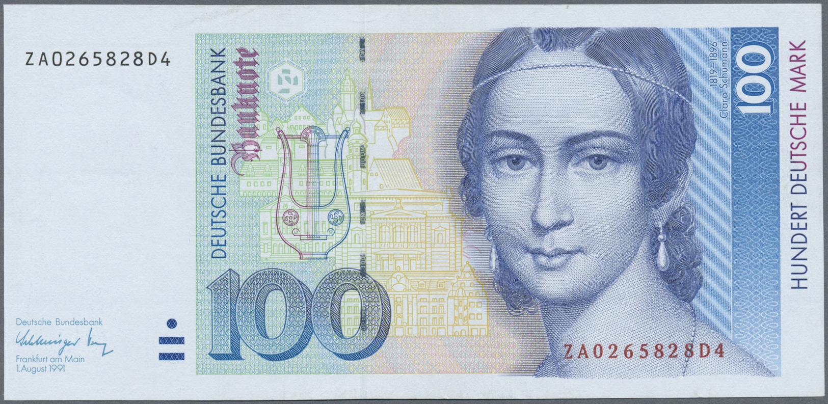 04049 Deutschland - Bank Deutscher Länder + Bundesrepublik Deutschland: 100 DM 1991, Ersatznote Serie "ZA", Ro.300b, Min - Autres & Non Classés