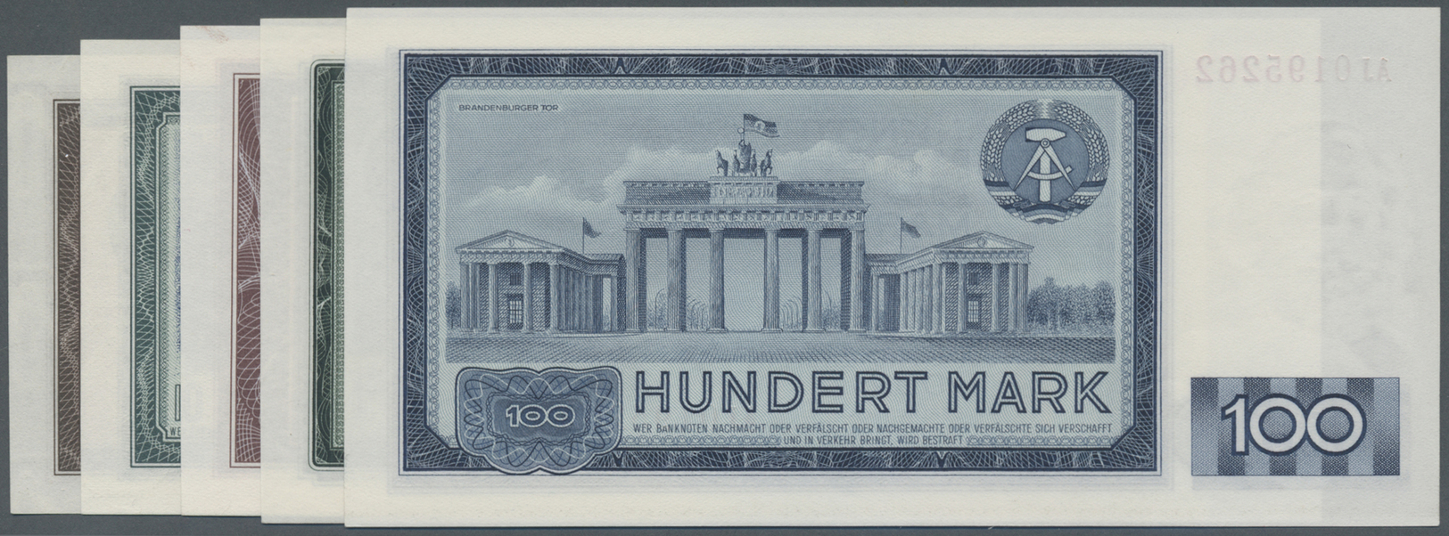 04054 Deutschland - DDR: 5 - 100 Mark 1964, Dritte Banknotenserie Der DDR, Komplette Serie Mit 5 Kassenfrischen Scheinen - Autres & Non Classés
