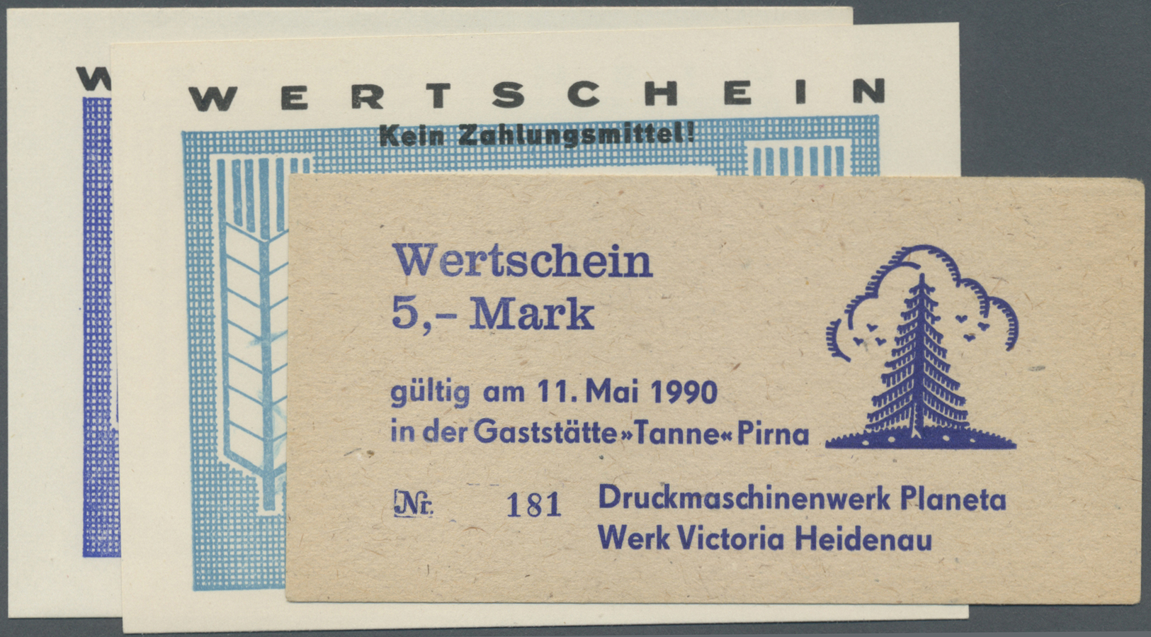 04059 Deutschland - DDR: 1970/90, 3 Wertscheine Kassenfrisch - Autres & Non Classés