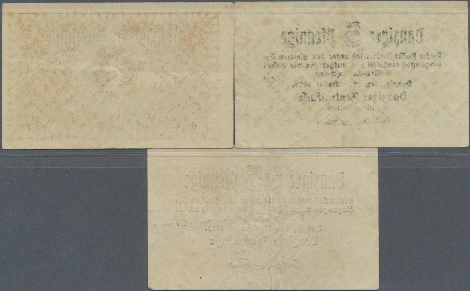 04080 Deutschland - Nebengebiete Deutsches Reich: Kleingeldscheine Danzig Zu 1, 5 Und 25 Pfennig 1923, Ro.811, 813, 815, - Autres & Non Classés