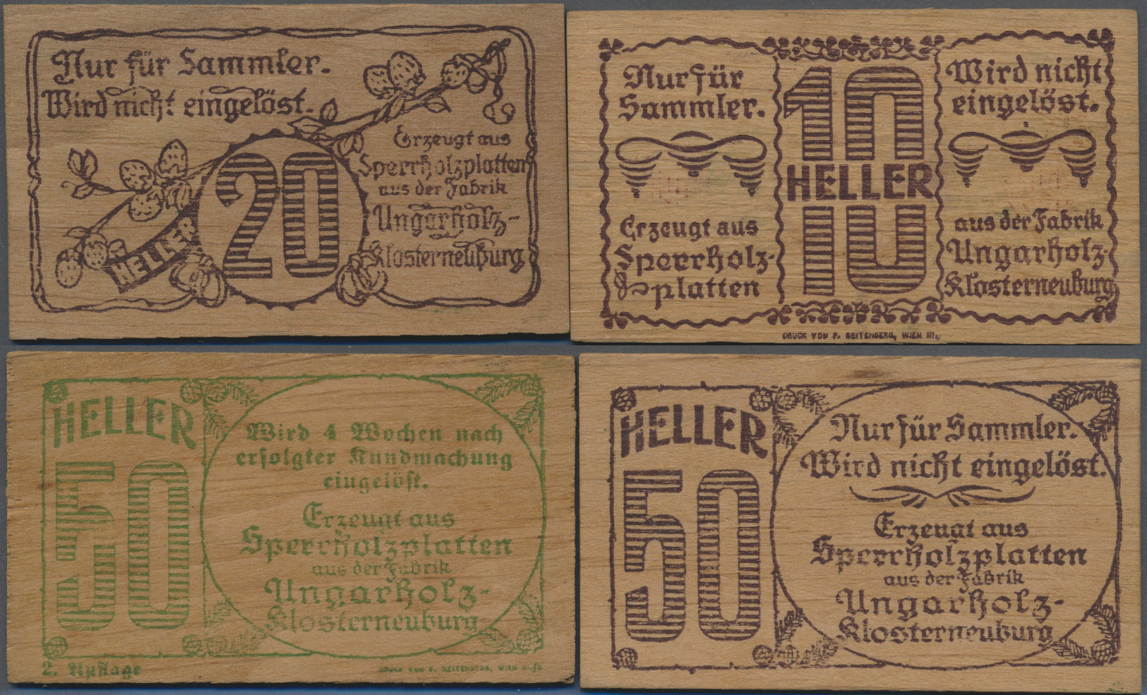 04098 Deutschland - Notgeld Besonderer Art: Hadersfeld Im Wienerwald (Österreich), Gemeinde, 10, 20, 50 Heller, 1.6.1920 - Autres & Non Classés