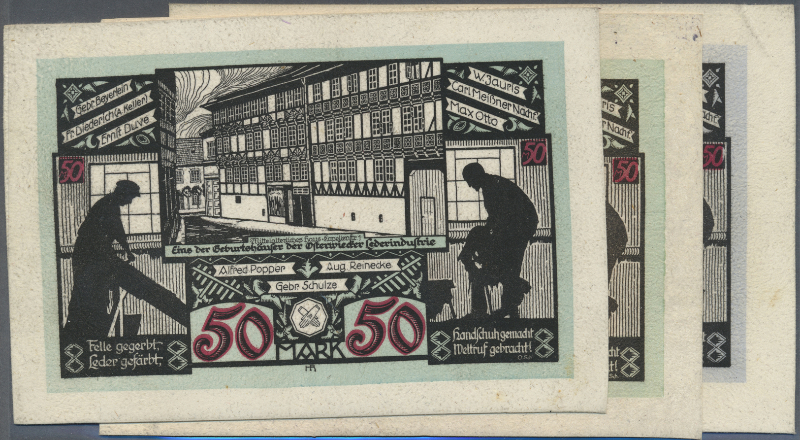 04101 Deutschland - Notgeld besonderer Art: Osterwieck, Stadt, 2 x 20 Mark, 3 x 50 Mark, 2 x 100 Mark, alle 1.5.1922, 50