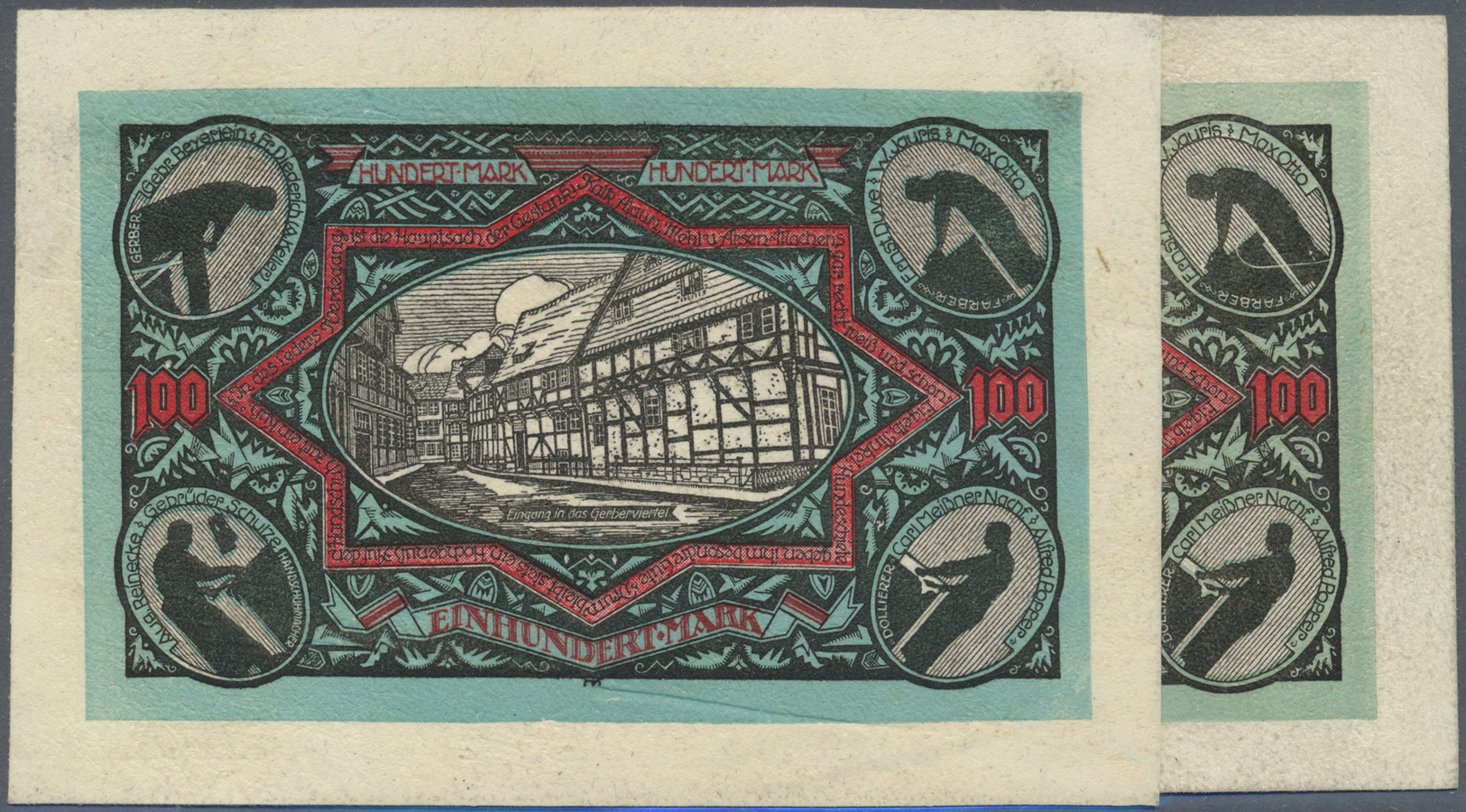 04101 Deutschland - Notgeld besonderer Art: Osterwieck, Stadt, 2 x 20 Mark, 3 x 50 Mark, 2 x 100 Mark, alle 1.5.1922, 50