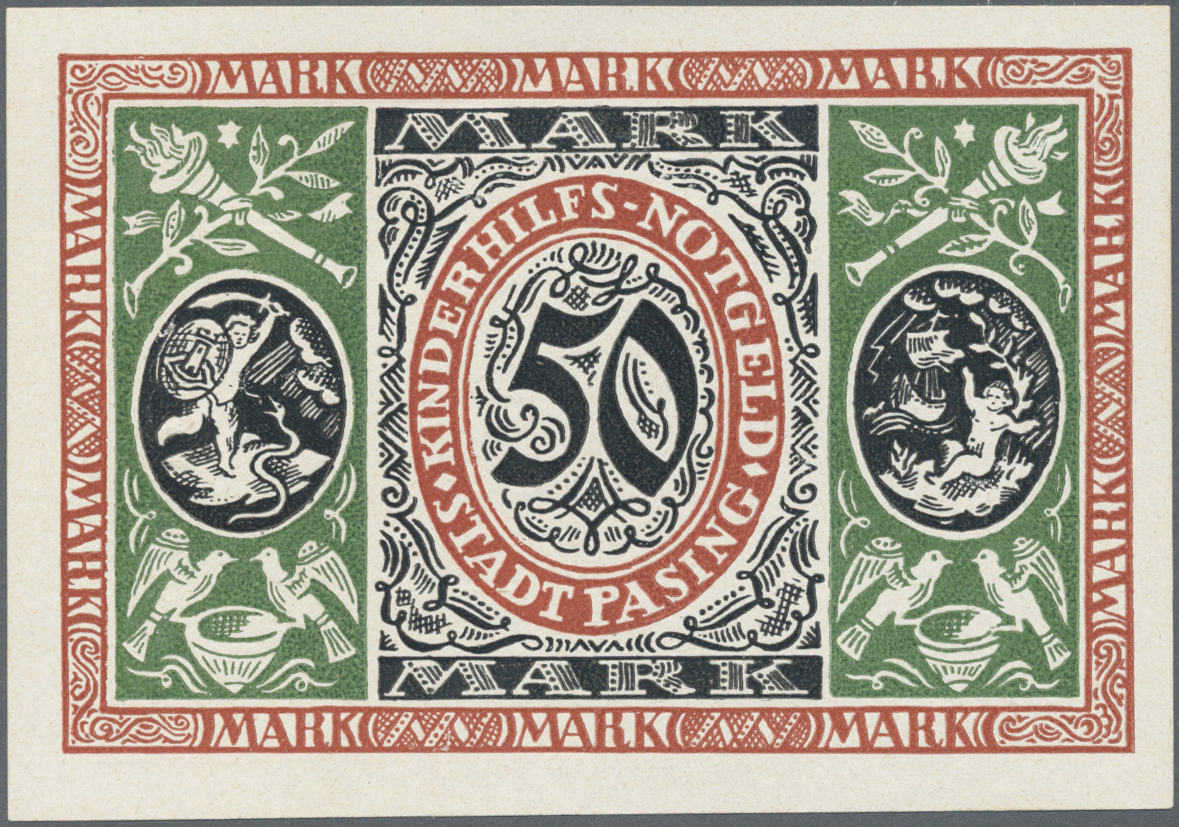 04130 Deutschland - Notgeld - Bayern: Pasing, Stadt, Kinderhilfs-Notgeld, 50 Mark, 20.5.1921, Weißes Kunstdruckpapier, E - [11] Emissions Locales