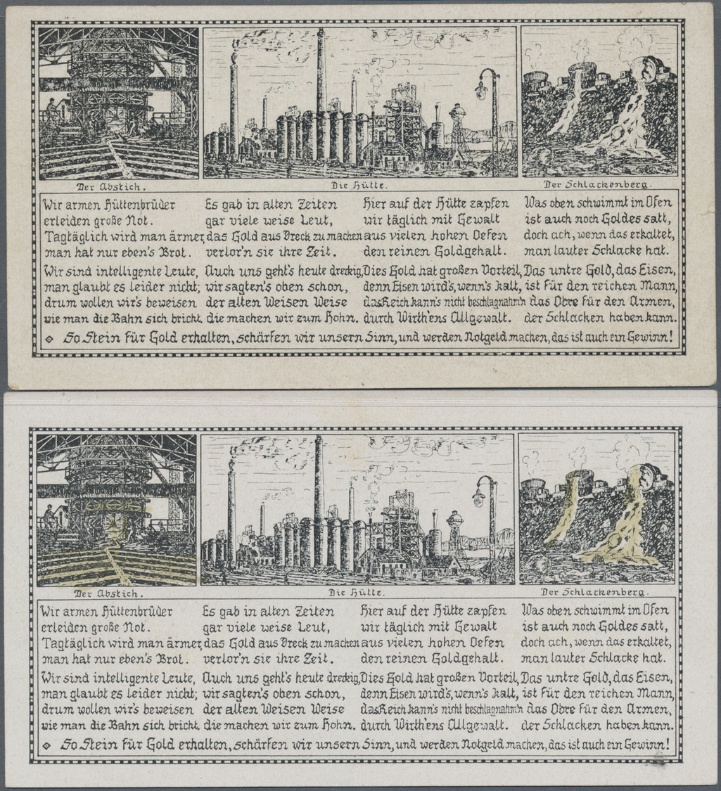 04187 Deutschland - Notgeld - Rheinland: Hüttenhausen, Kollegenschaft, 2 X 100 Pf., 1921, Rs. Ohne Unterdruck, Erh. II-; - [11] Emissions Locales