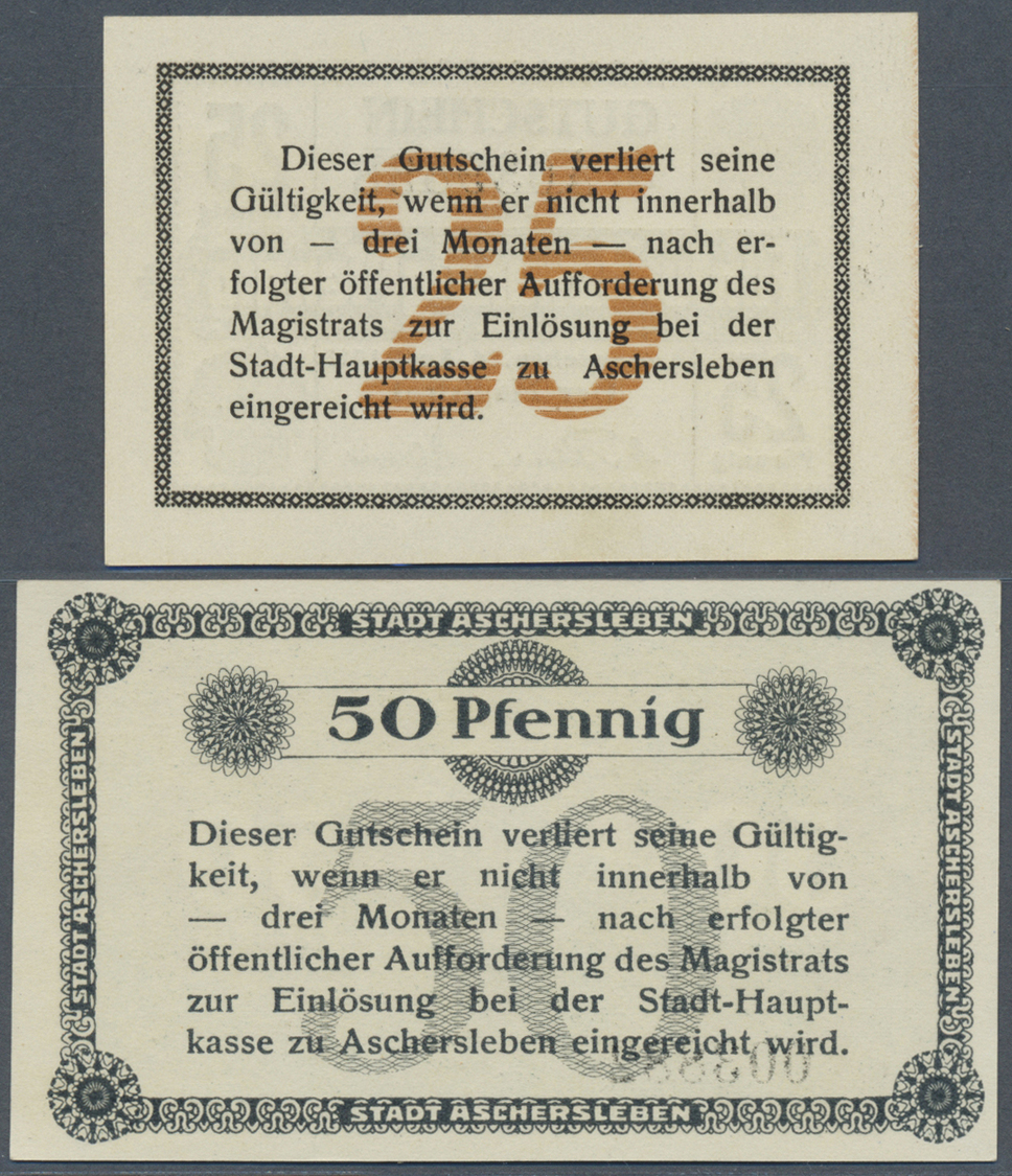 04199 Deutschland - Notgeld - Sachsen-Anhalt: Aschersleben, Stadt, 25, 50 Pf., 14.4.1917, Beide Scheine Mit A Vor Der KN - [11] Lokale Uitgaven