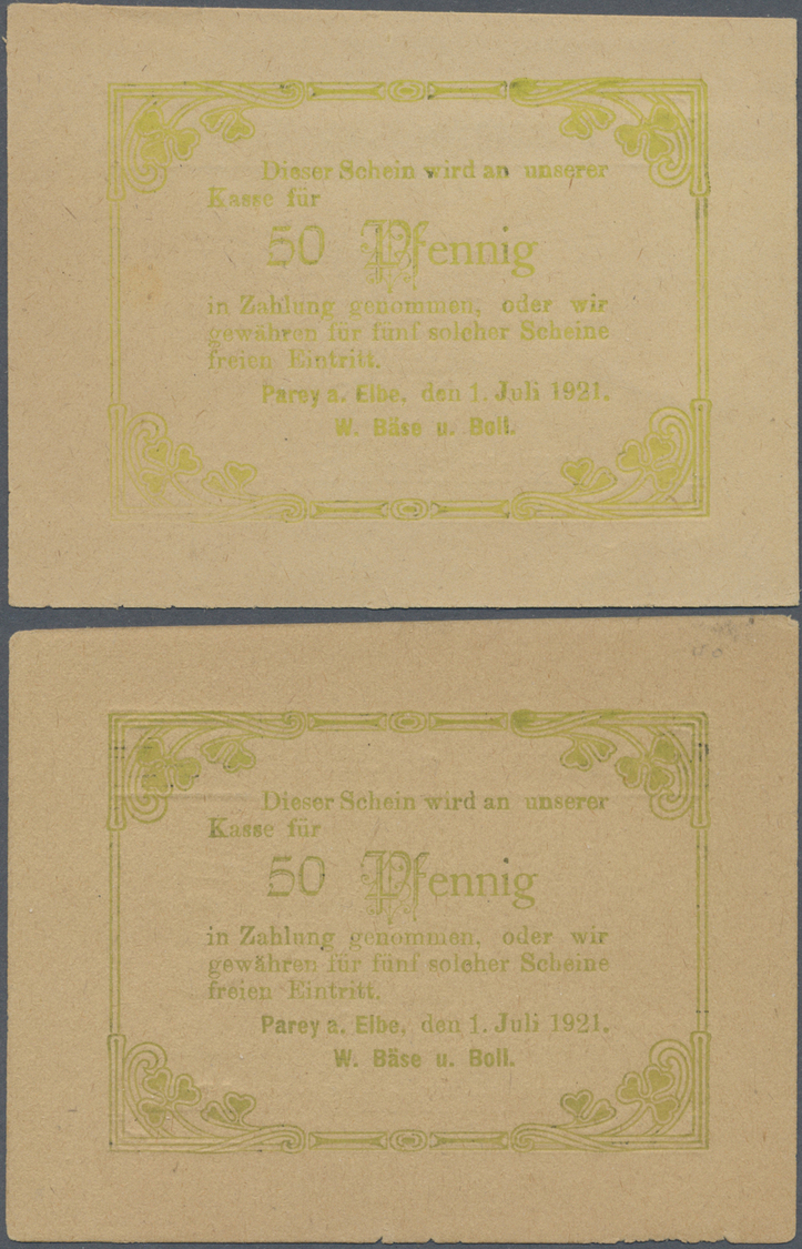 04201 Deutschland - Notgeld - Sachsen-Anhalt: Parey, Lichtspieltheater Bäse Und Gerh. Boll, 2 X 50 Pf., 1.7.1921, Vorder - [11] Emissions Locales