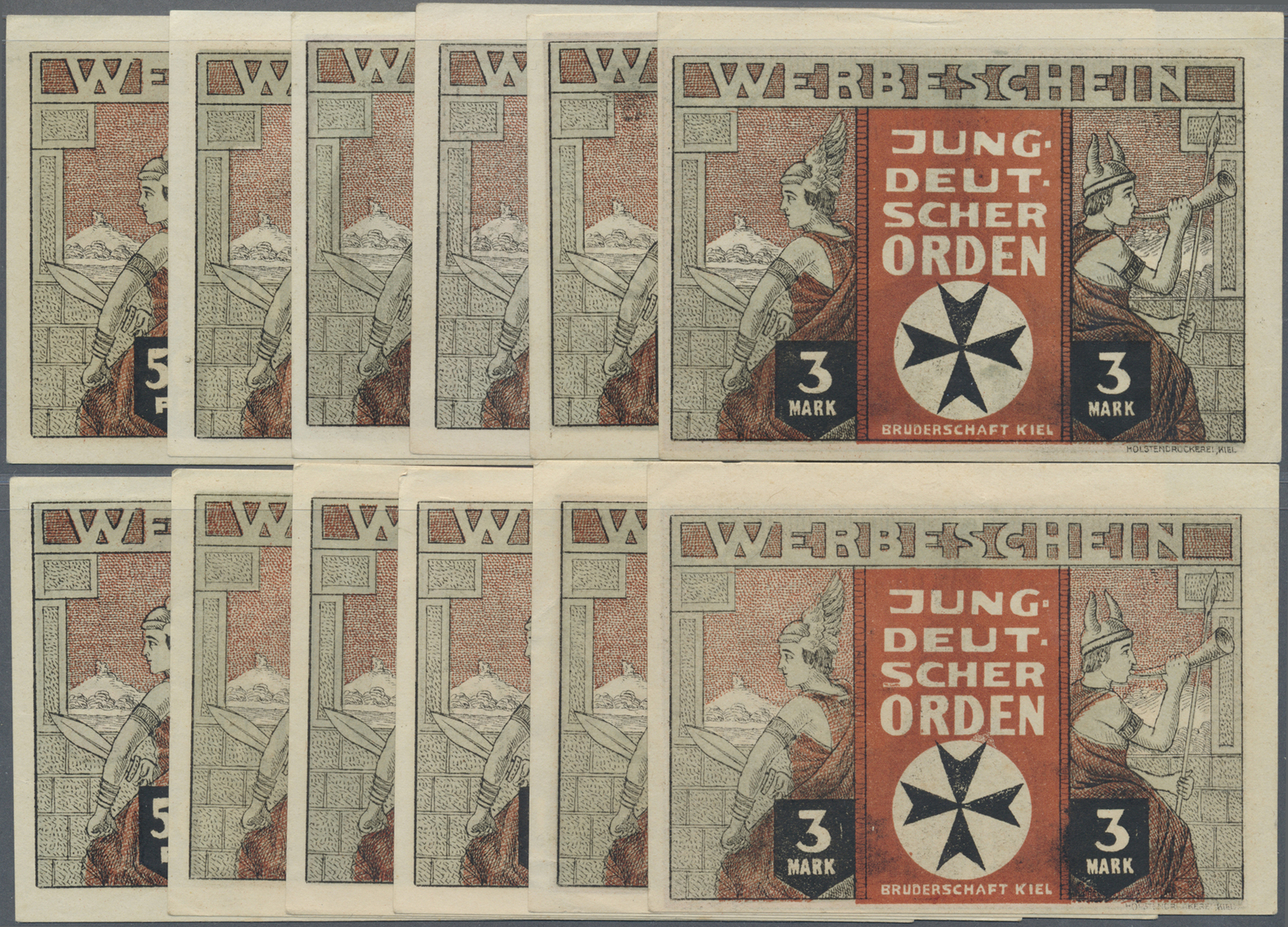 04216 Deutschland - Notgeld - Schleswig-Holstein: Kiel, Jungdeutscher Orden, Je 2 X 50, 75 Pf., 1, 1.50, 2, 3 Mark, O. D - [11] Emissions Locales