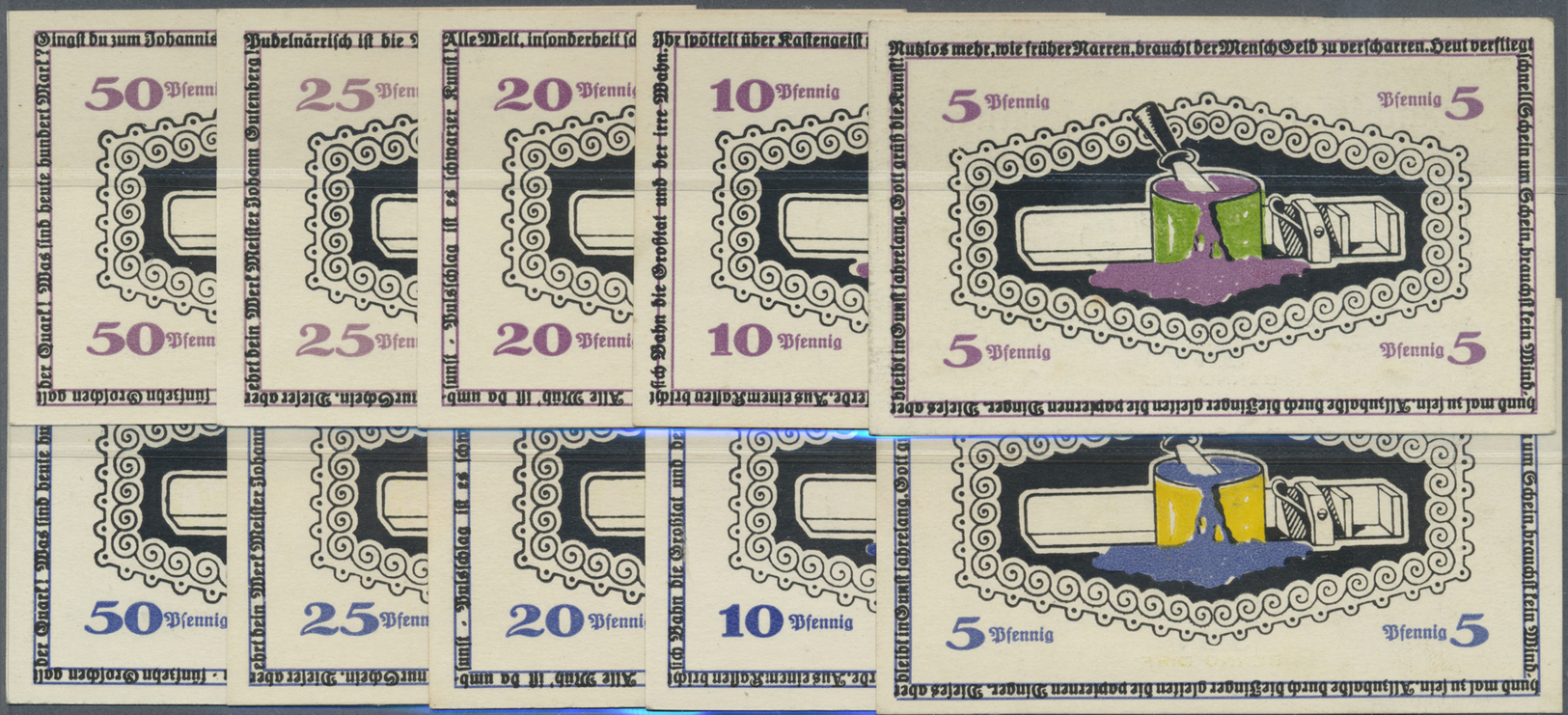 04221 Deutschland - Notgeld - Thüringen: Altenburg, Johannisfest-Notscheine, Je 5 X 5, 10, 20, 25 Und 50 Pf. In Den Farb - [11] Emissions Locales